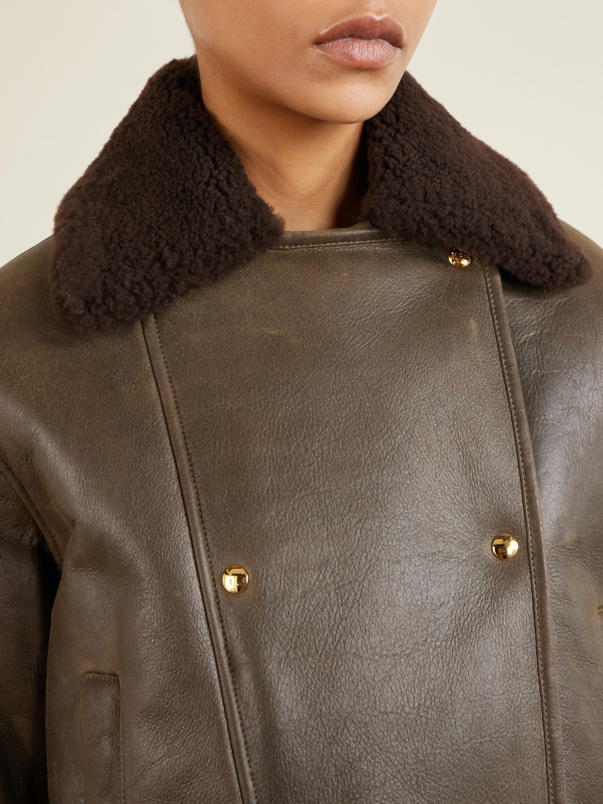 Double-Breasted Shearling Jacket