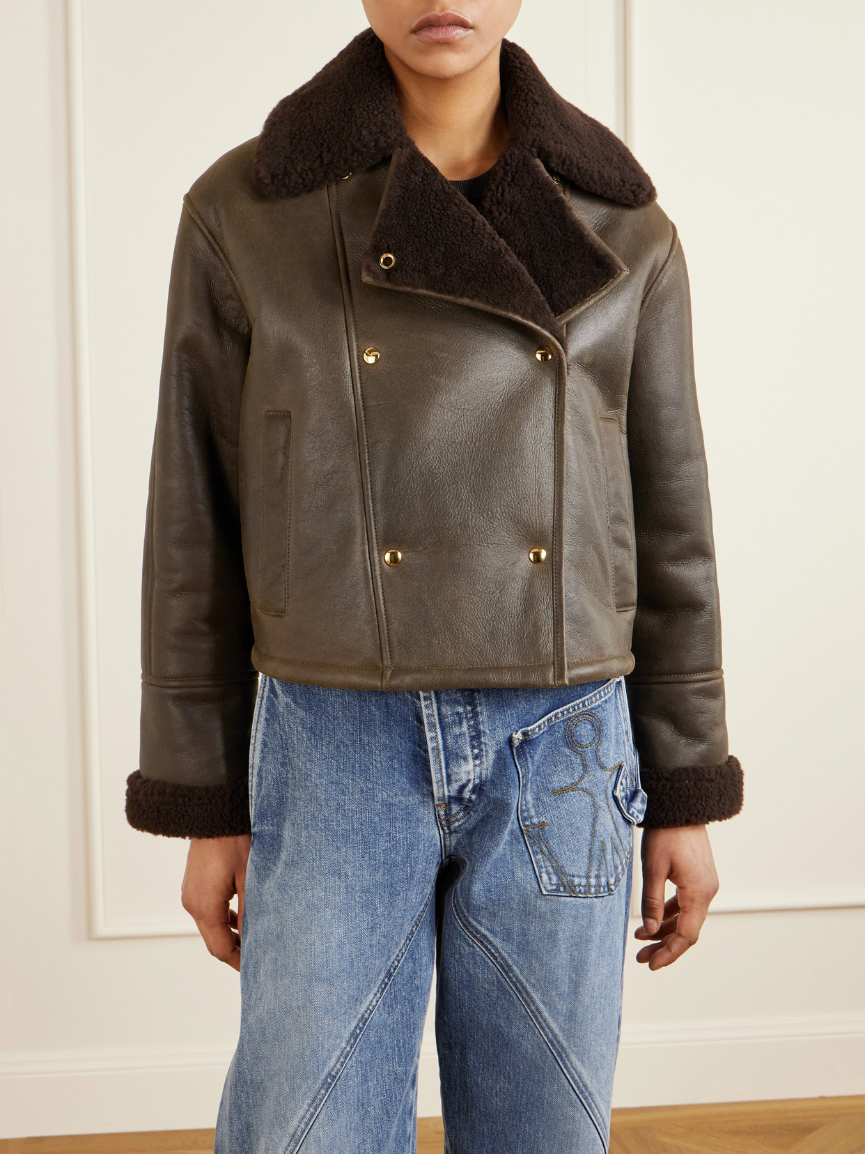 Double-Breasted Shearling Jacket