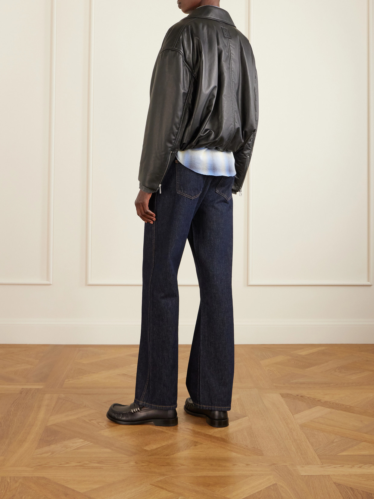 Cropped Buckled Leather Biker Jacket