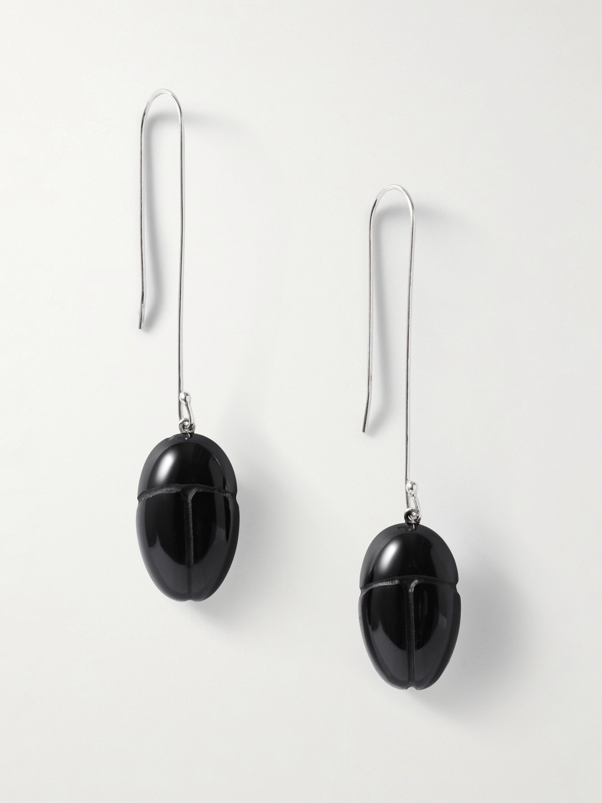 Sophie Buhai Scarab Silver Onyx Drop Earrings In Gray