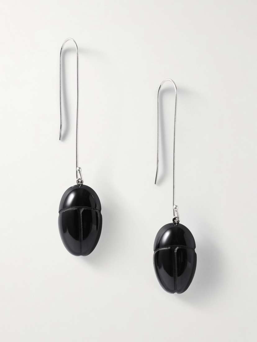 Sophie Buhai Scarab Silver Onyx Drop Earrings