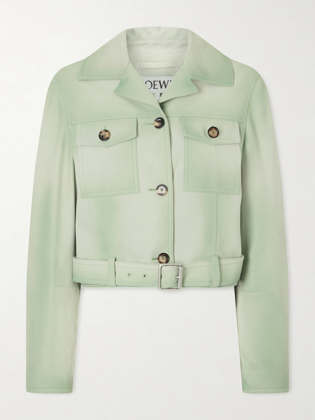 Loewe Tie-dyed Suede Jacket In Green