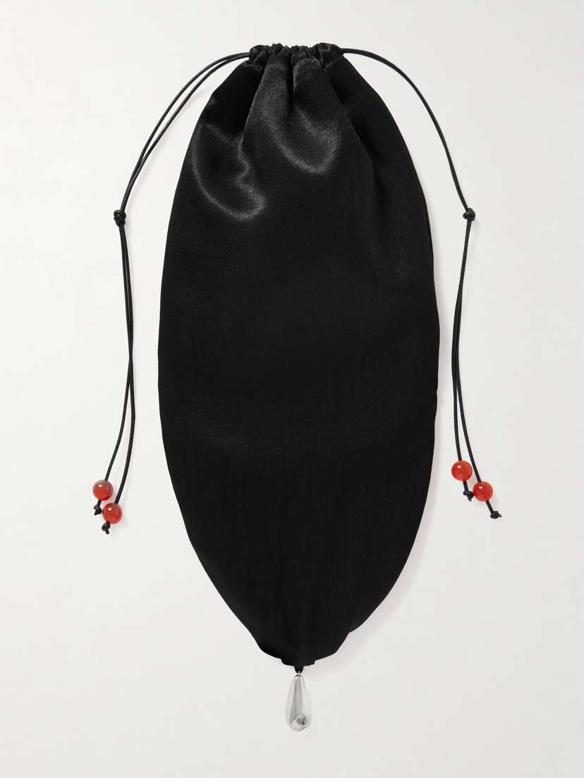 Sophie Buhai Teardrop Embellished Satin Drawstring Pouch