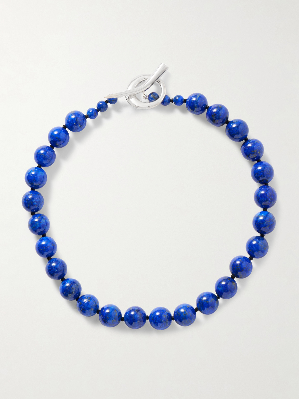 Sophie Buhai Everyday Boule Silver, Cord And Lapis Lazuli Necklace In Black