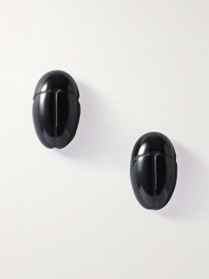 Sophie Buhai Scarab Silver Onyx Earrings