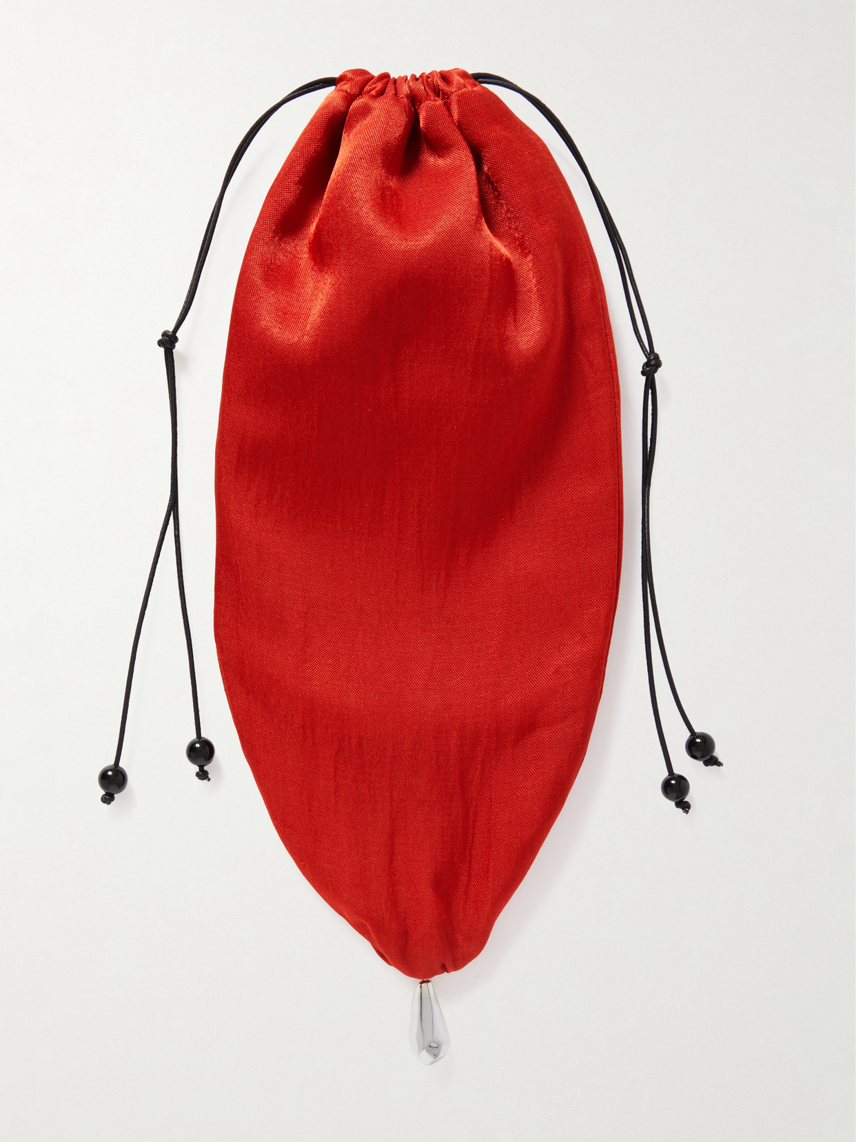 Sophie Buhai Teardrop Embellished Satin Drawstring Pouch In Red