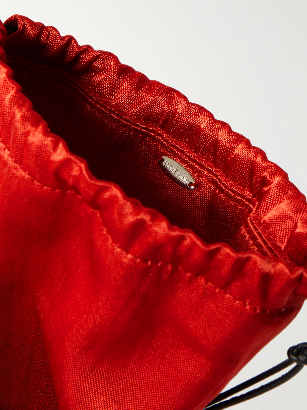 Sophie Buhai Teardrop Embellished Satin Drawstring Pouch In Red