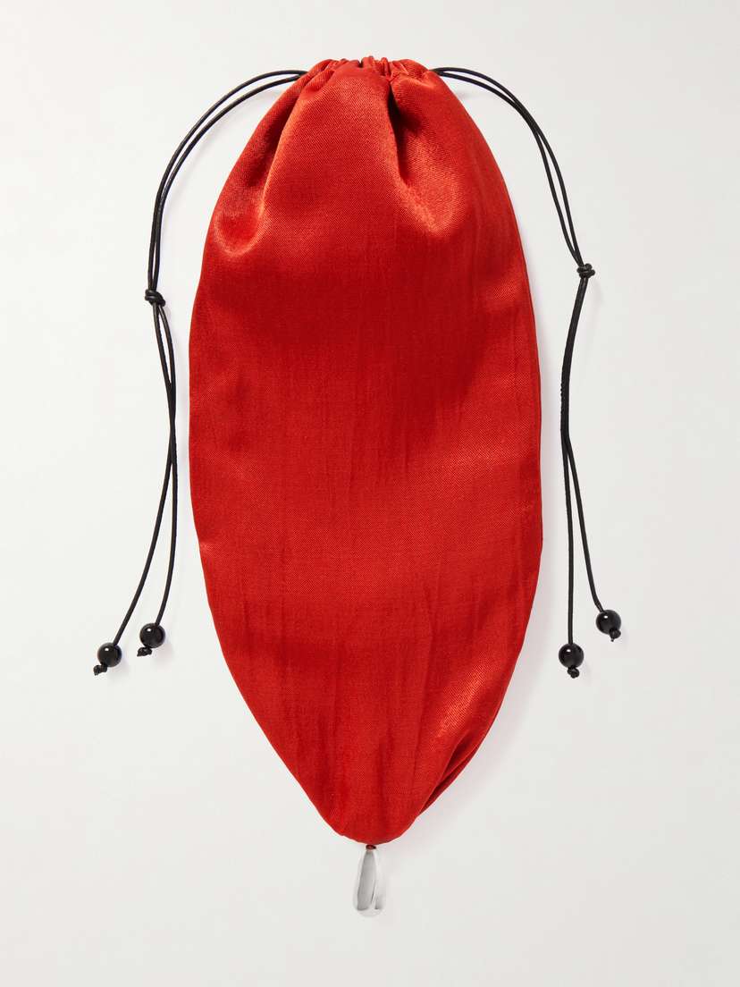 Sophie Buhai Teardrop Embellished Satin Drawstring Pouch