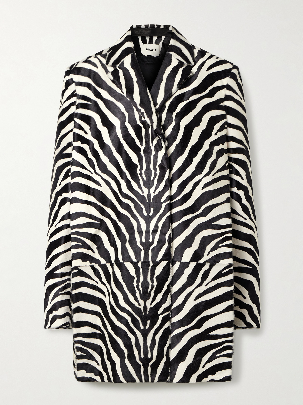 Khaite Lorel Zebra-print Calf Hair Coat In Black
