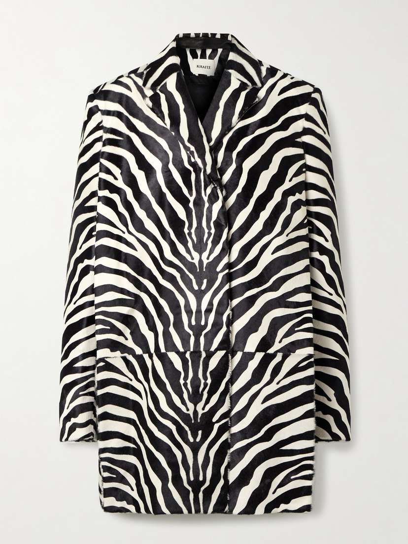 Khaite Lorel Zebra-print Calf Hair Coat