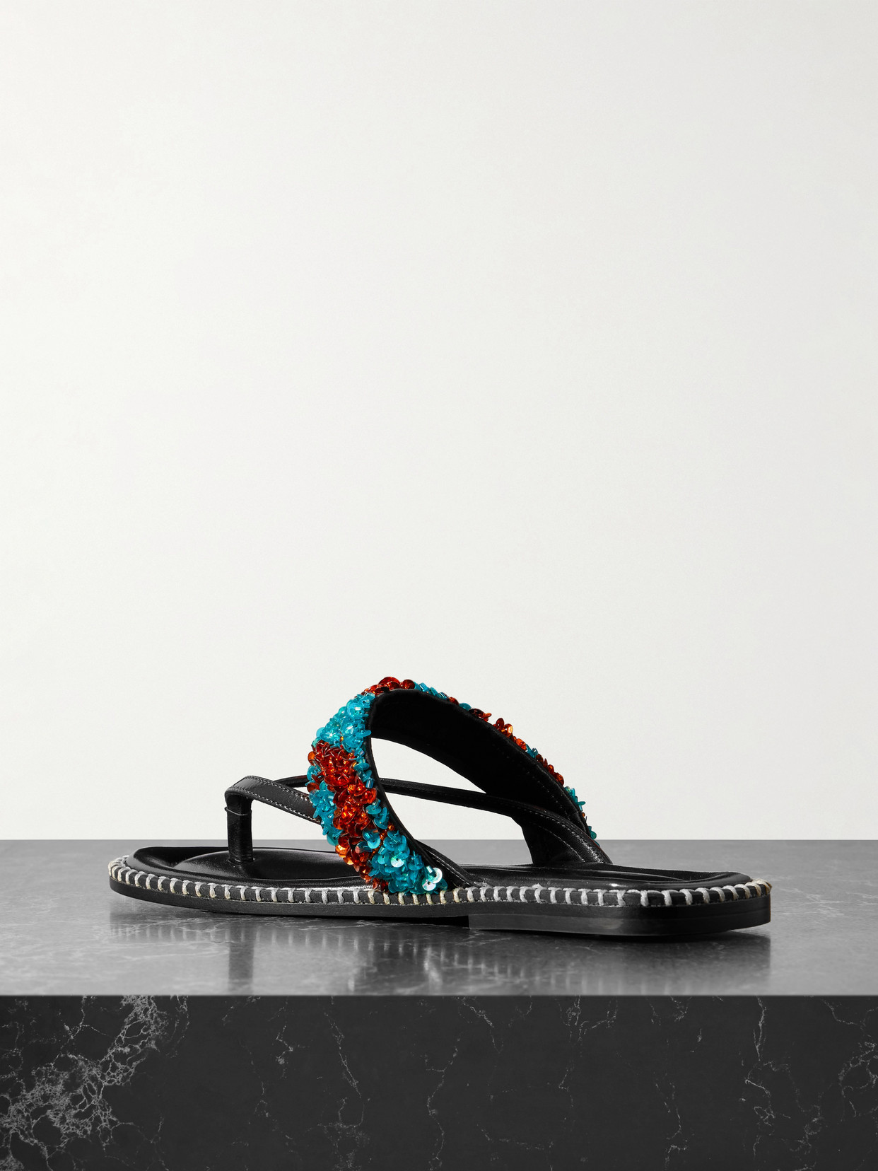 Embellished Whipstitched Sandals