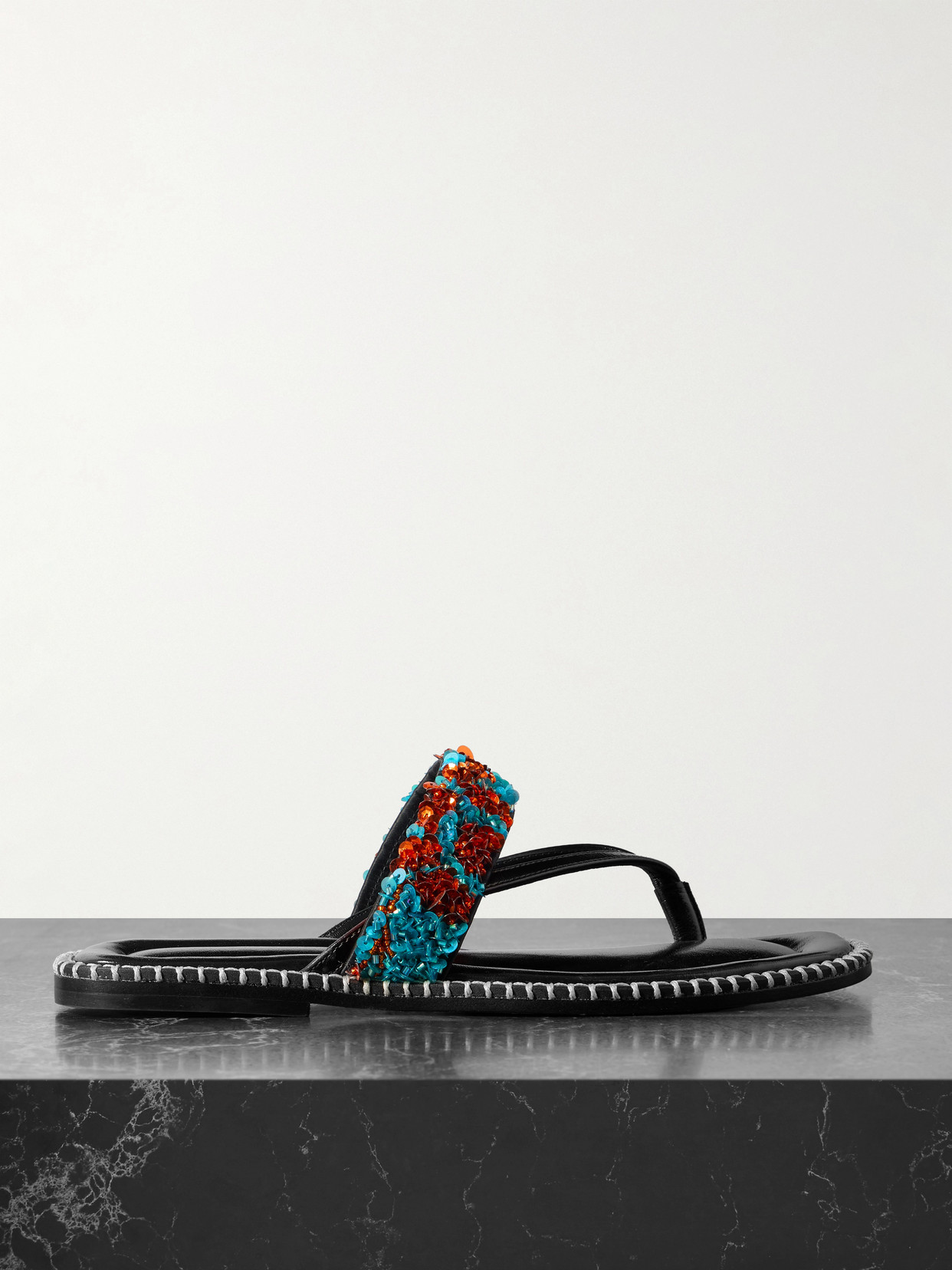 Embellished Whipstitched Sandals