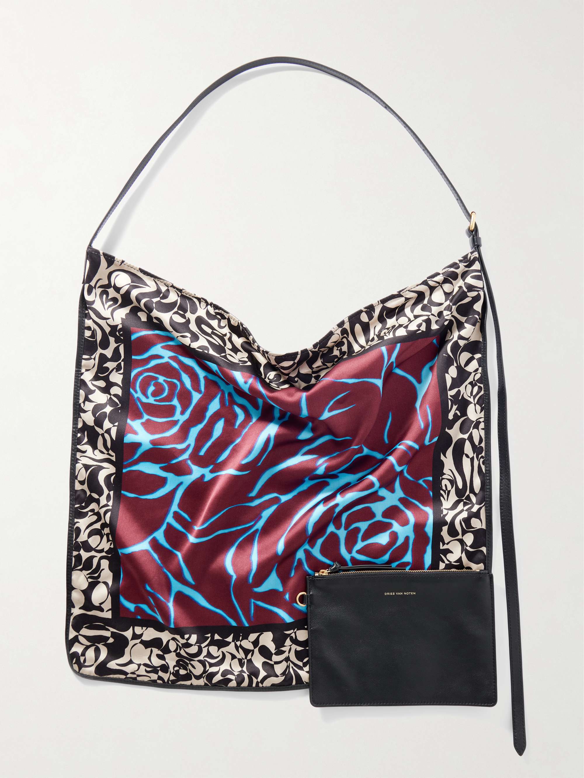 DRIES VAN NOTEN Leather-trimmed printed satin tote | NET-A-PORTER