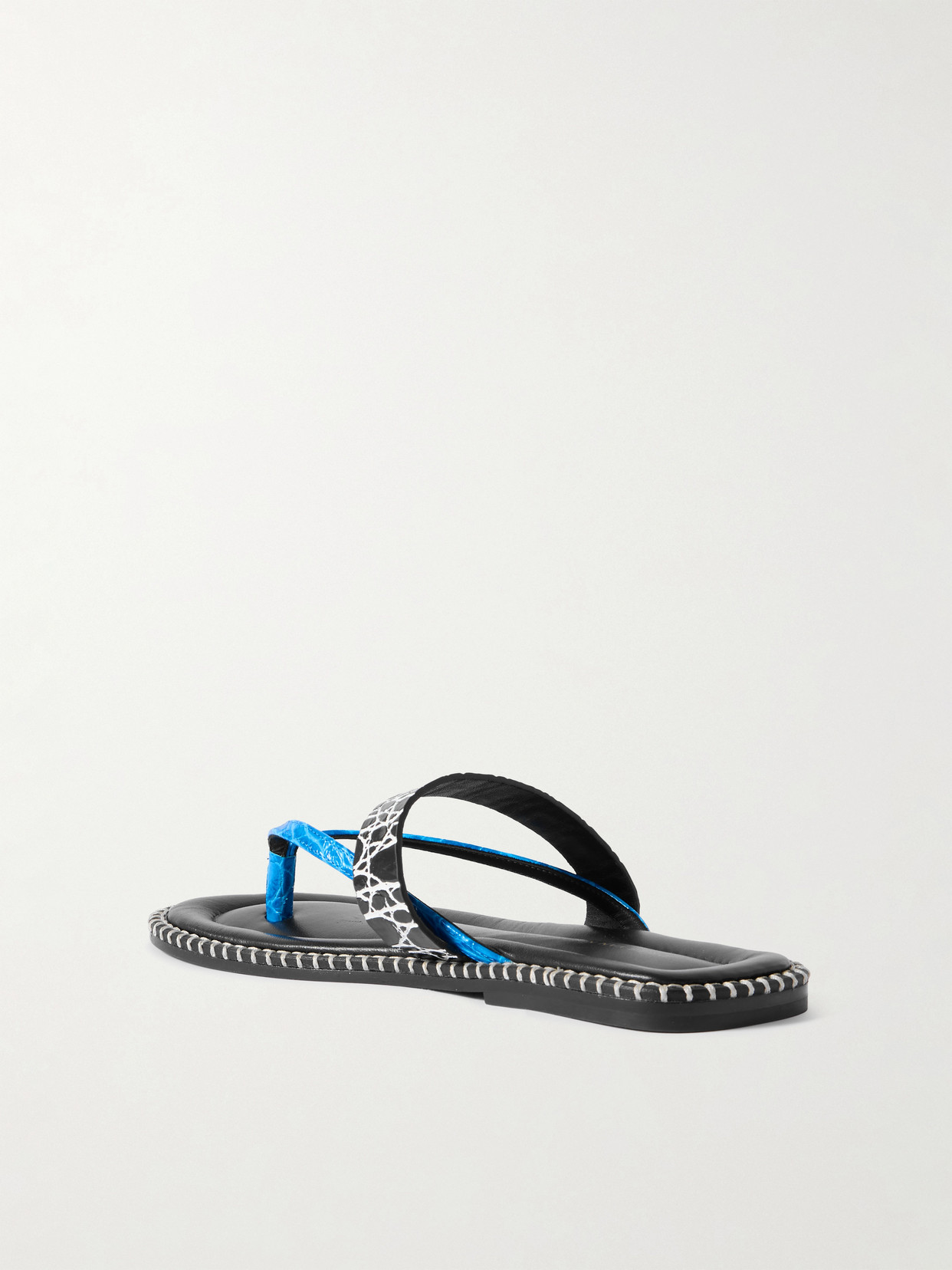 Whipstitched Croc-Effect Sandals