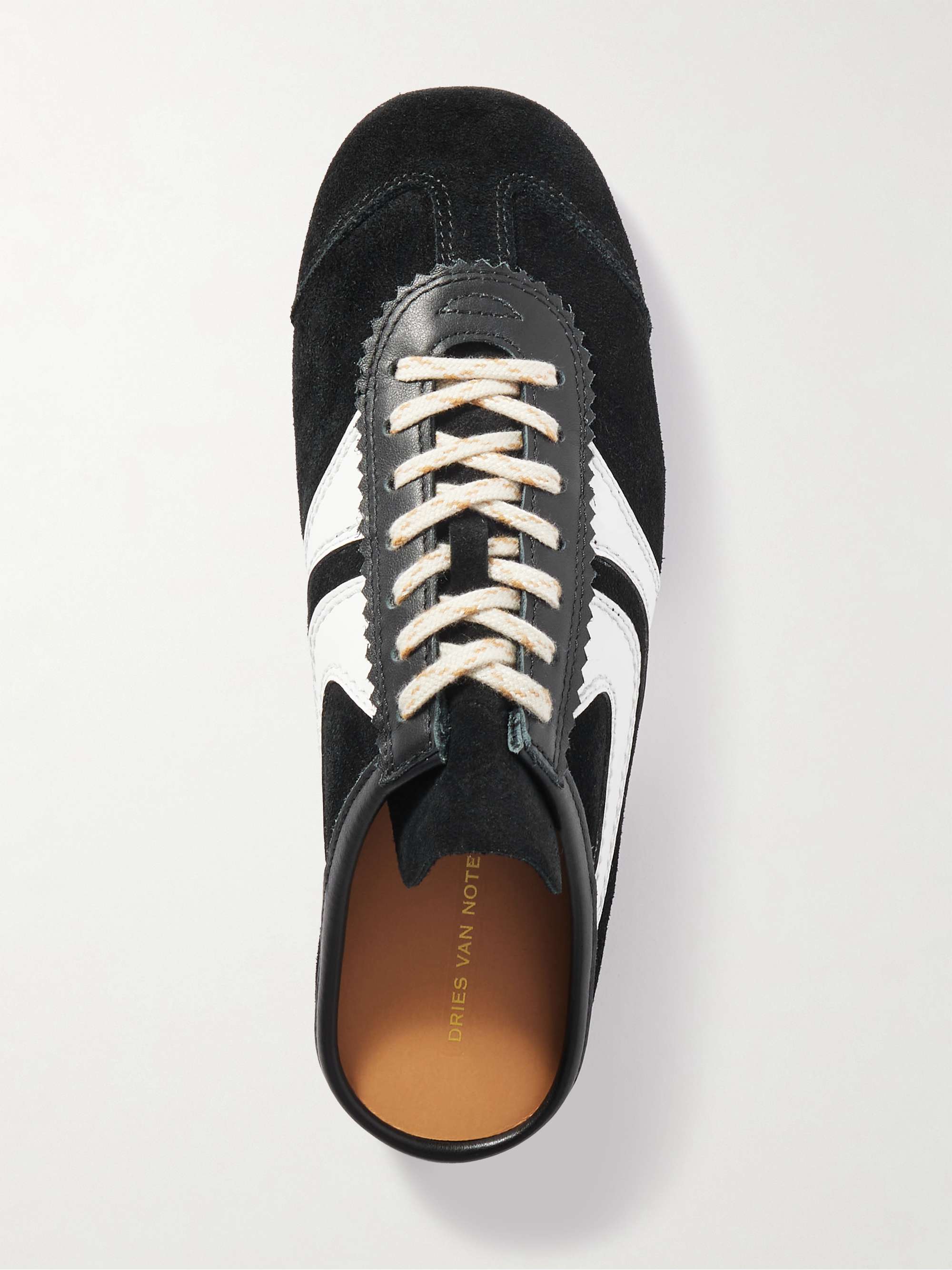 DRIES VAN NOTEN Leather-trimmed suede slip-on sneakers | NET-A-PORTER