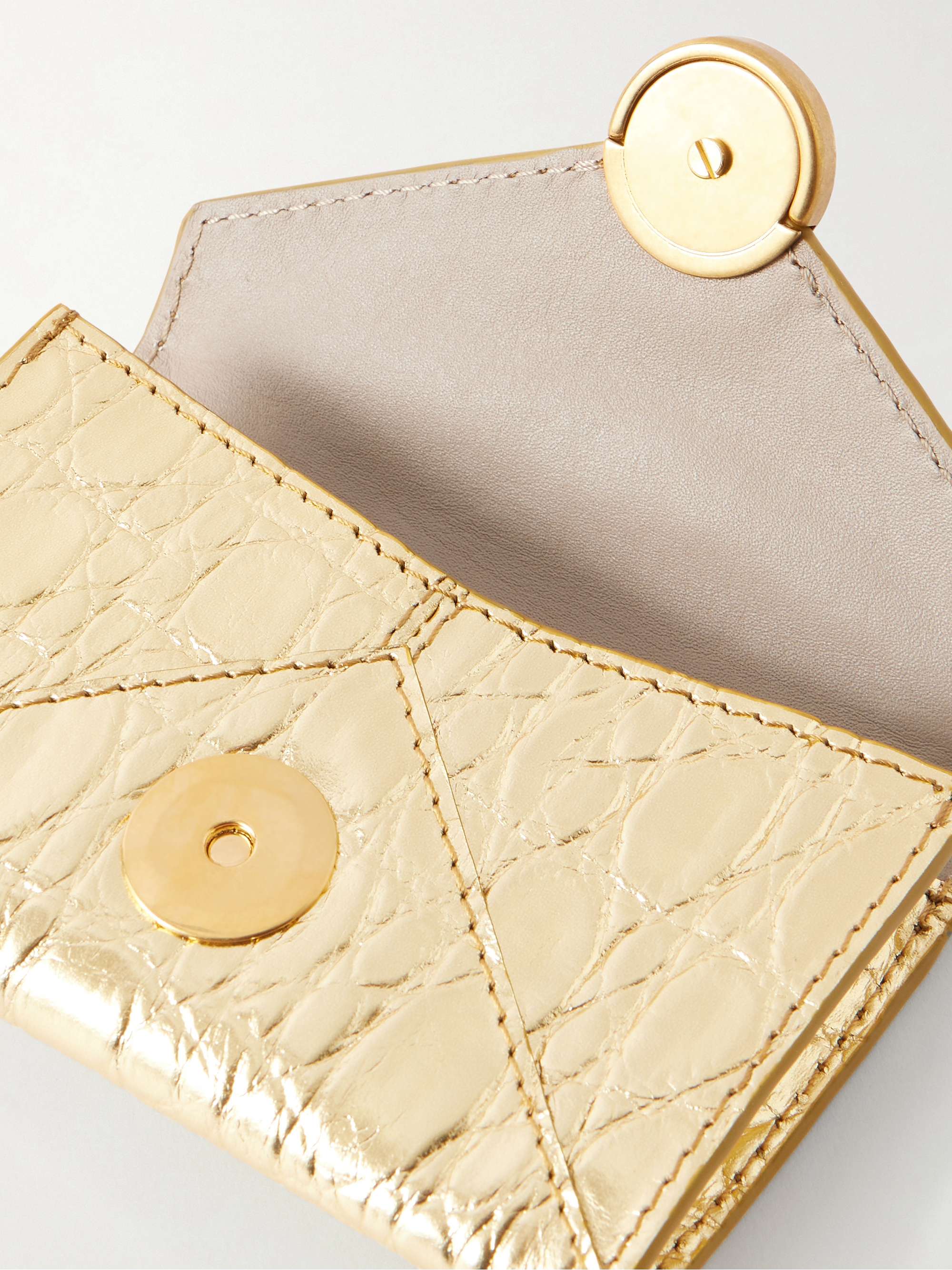 kiaDries Van Noten DRIES VAN NOTEN Textured metallic croc-effect leather wallet | NET