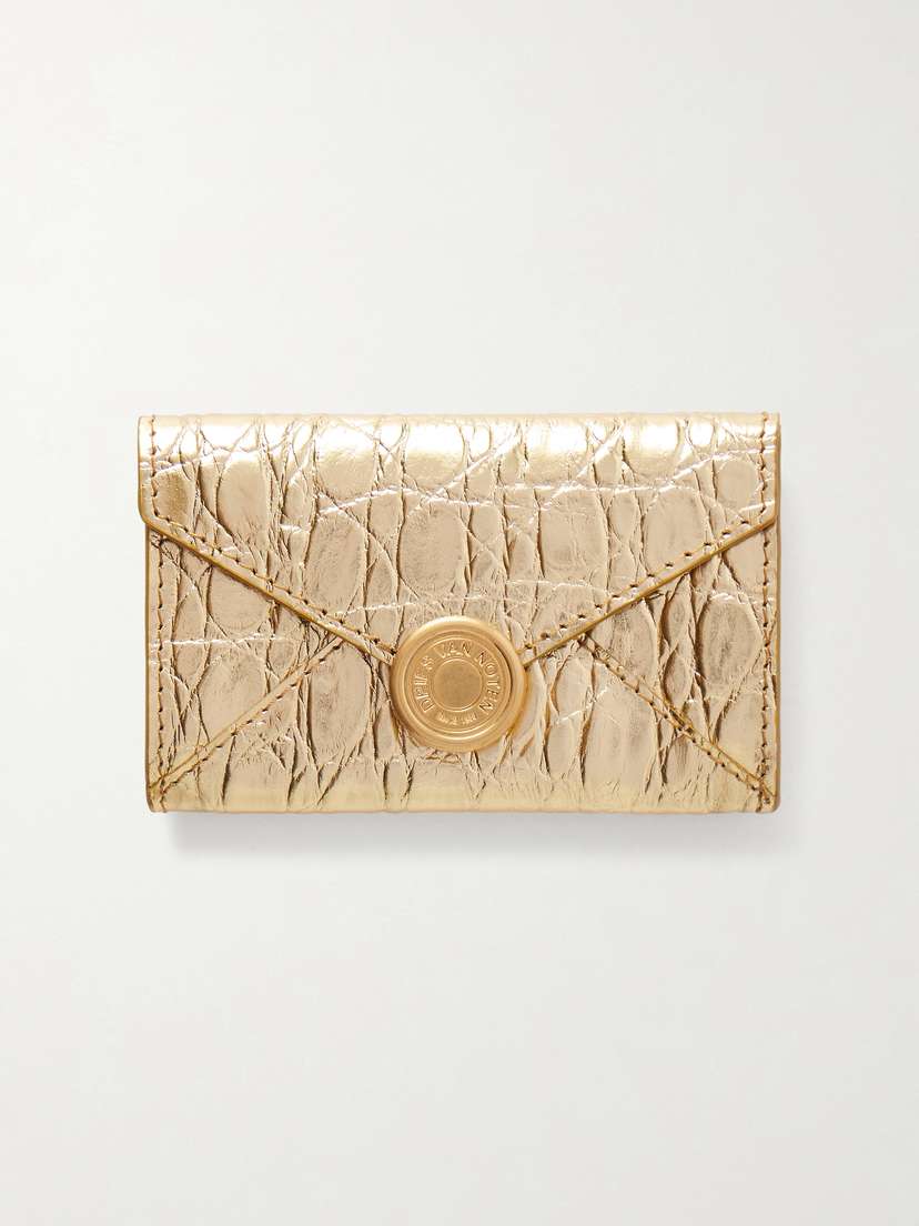 Dries Van Noten Textured Metallic Croc-effect Leather Wallet