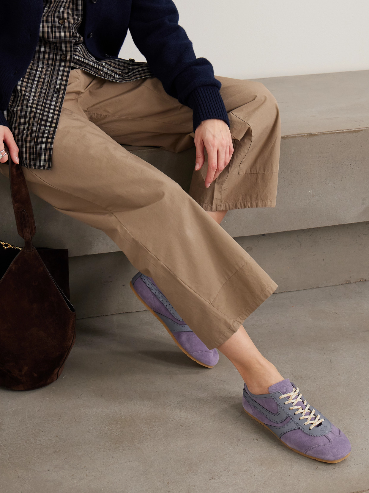 Leather-Trimmed Suede Sneakers