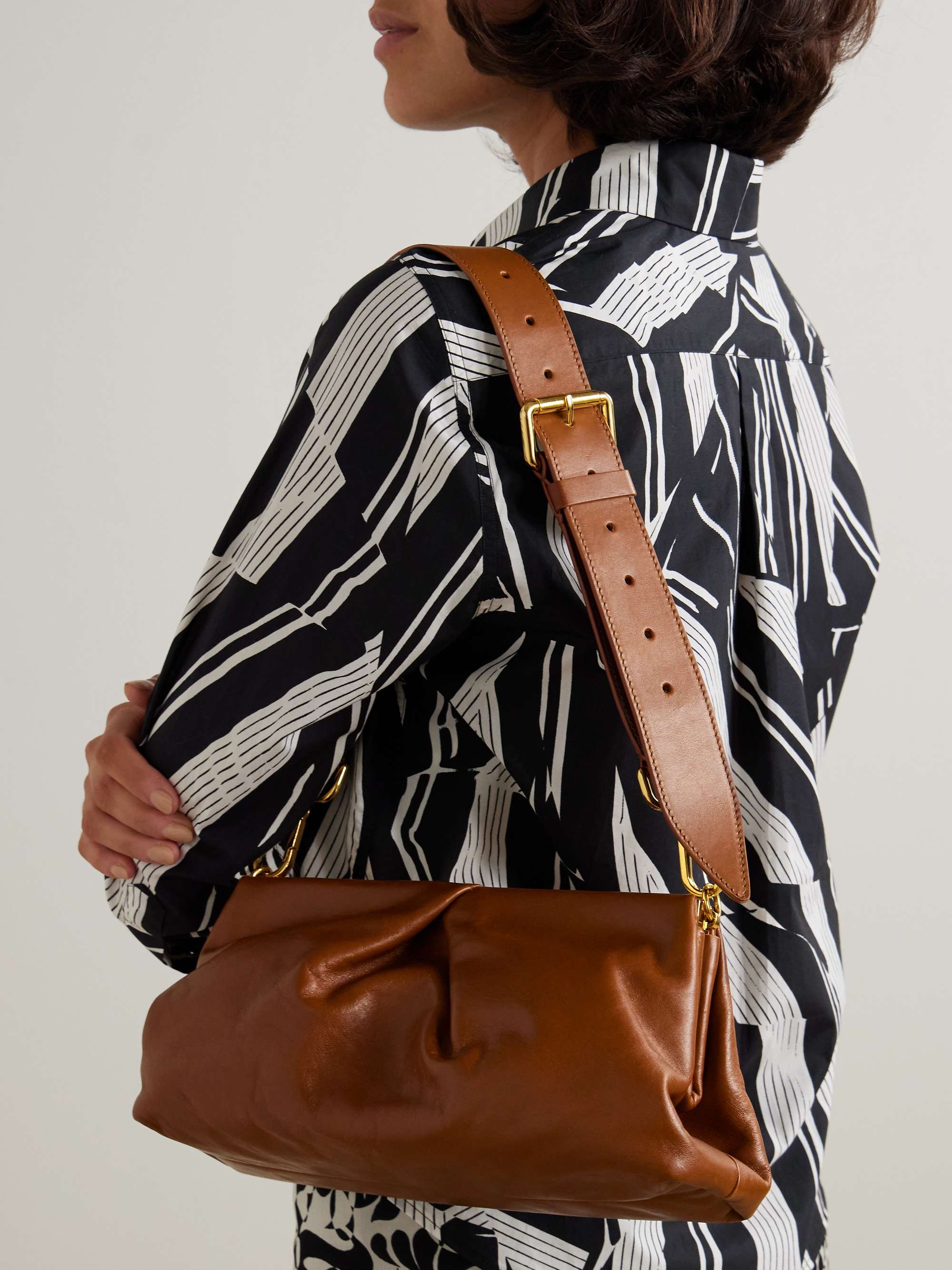 DRIES VAN NOTEN Pleated leather shoulder bag | NET-A-PORTER