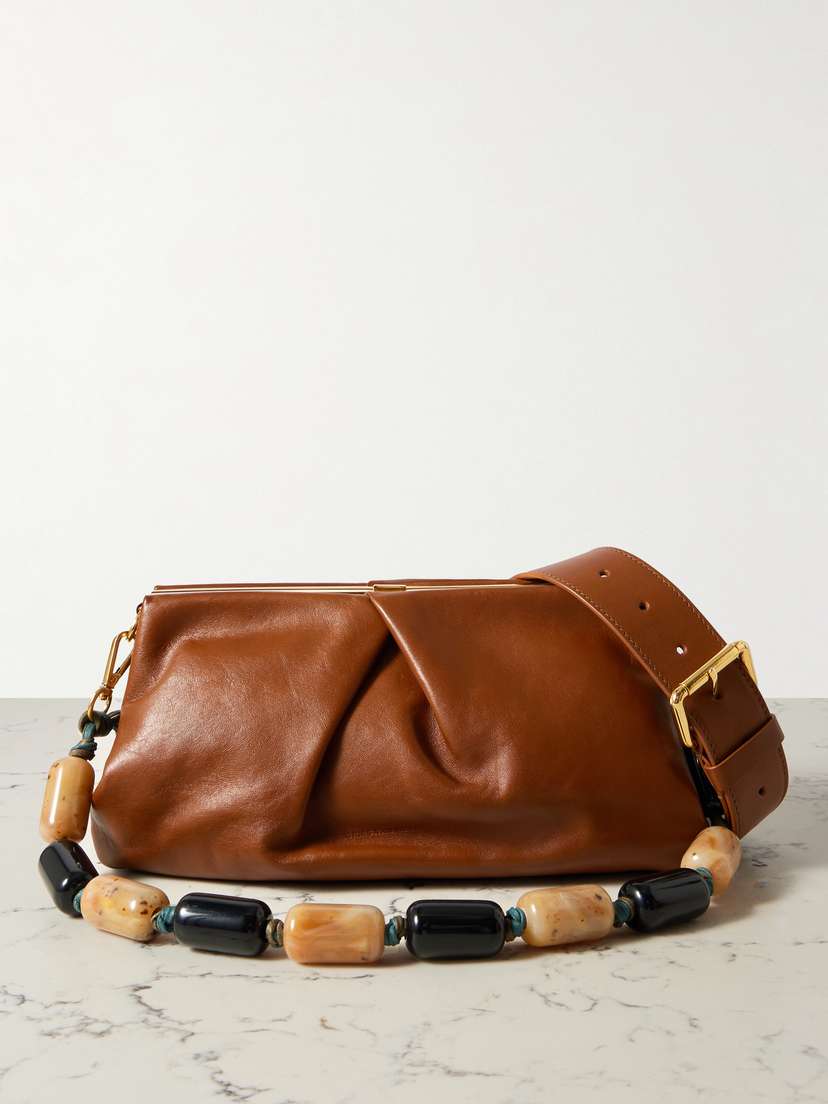 Dries Van Noten Pleated Leather Shoulder Bag