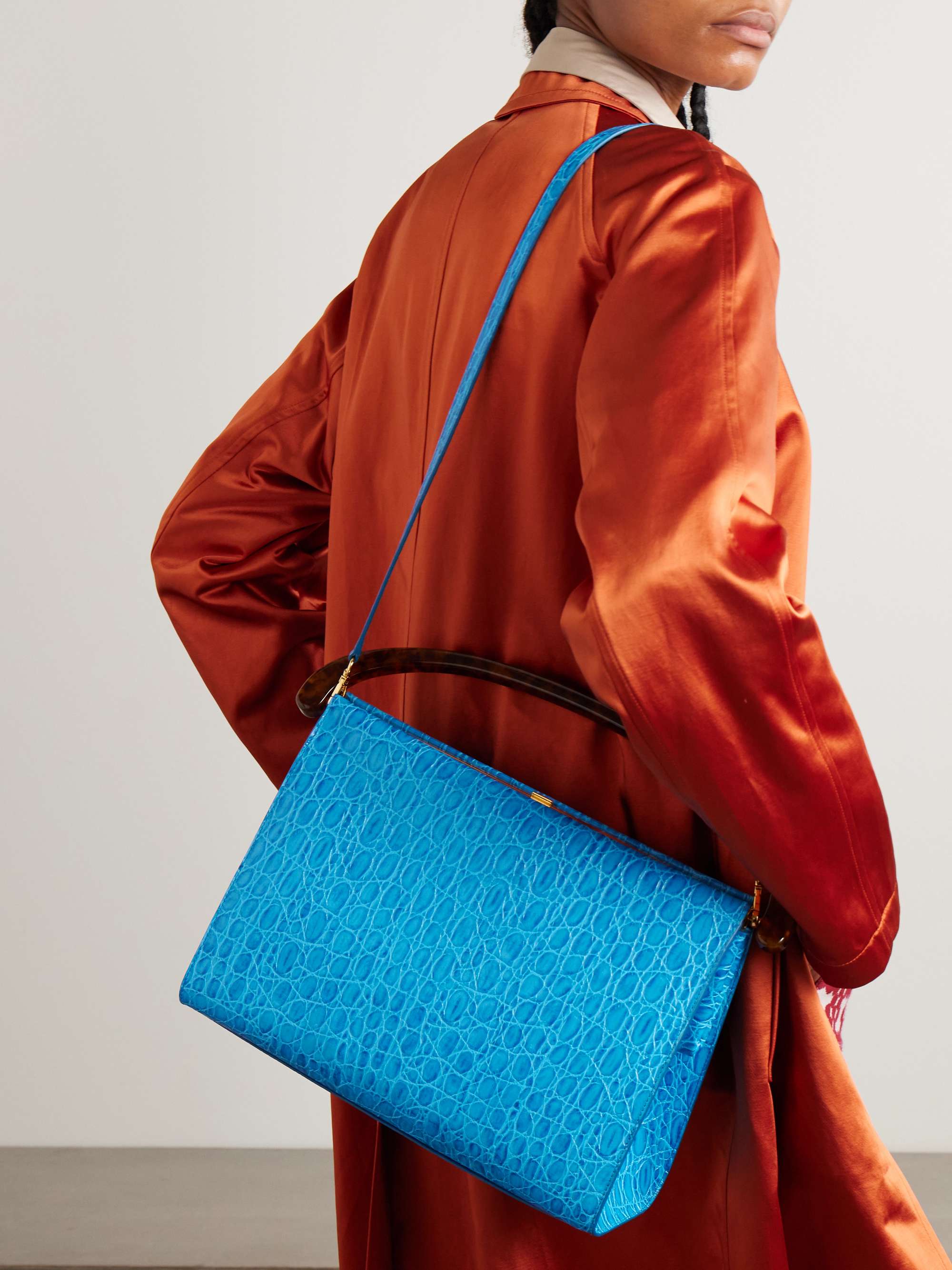 DRIES VAN NOTEN Croc-effect leather shoulder bag | NET-A-PORTER