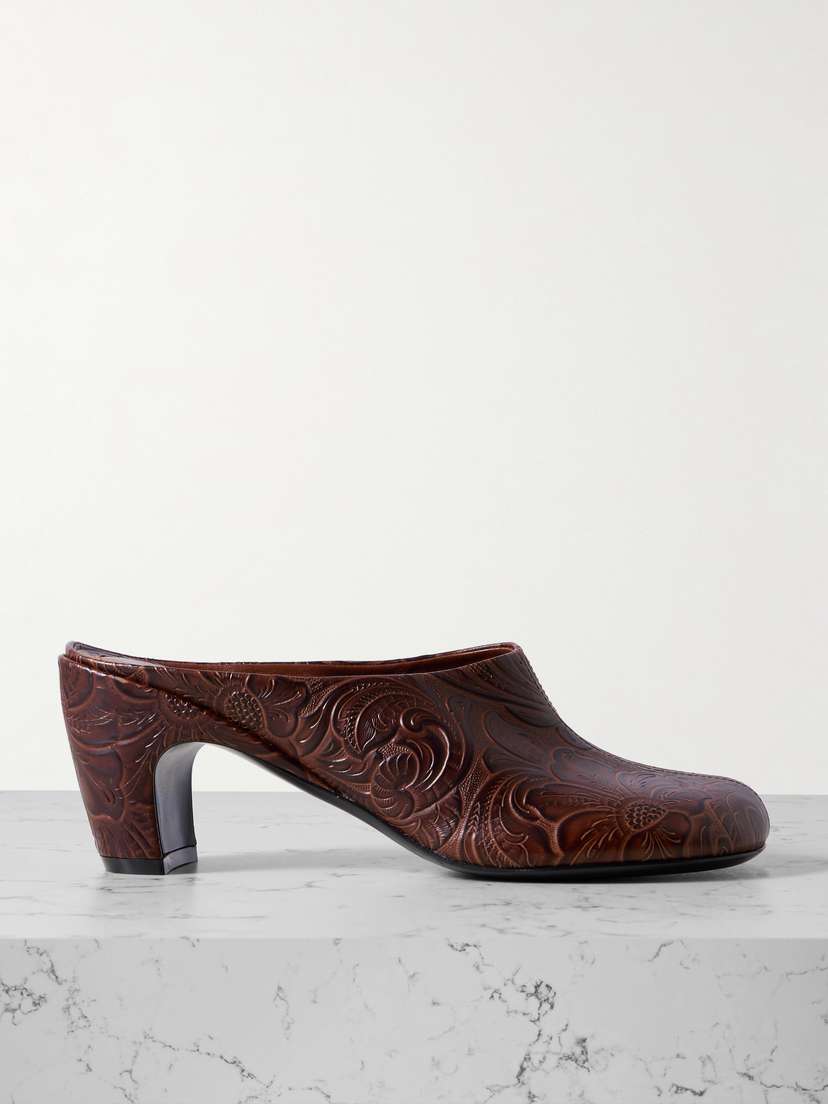 Dries Van Noten Embossed Leather Mules
