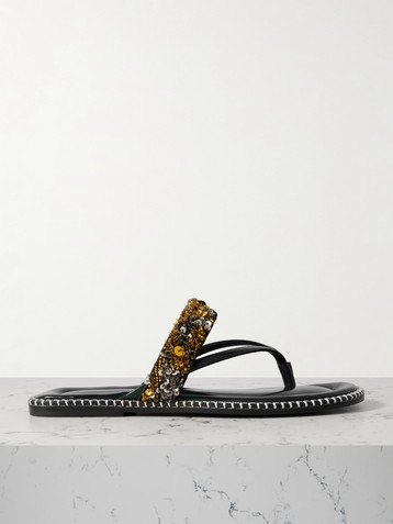 Dries Van Noten Embellished whipstitched leather sandals