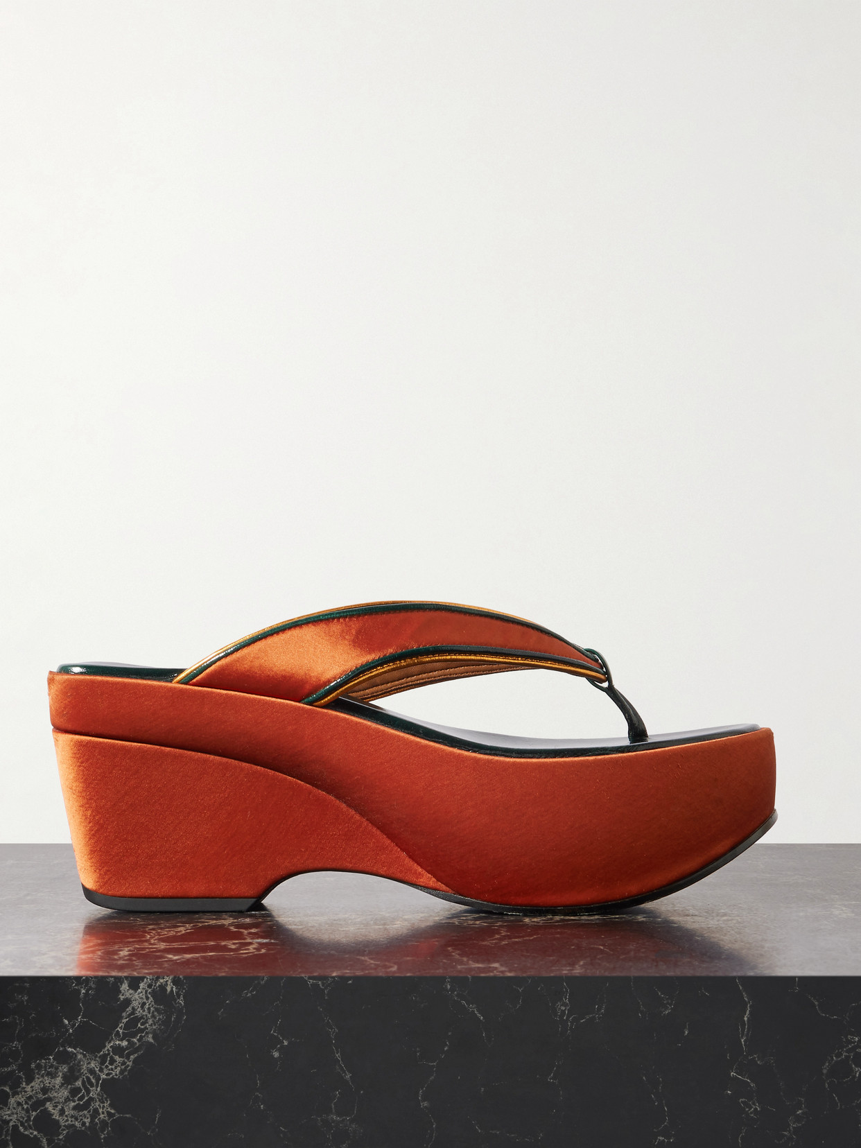 Dries Van Noten Satin Platform Sandals In Orange