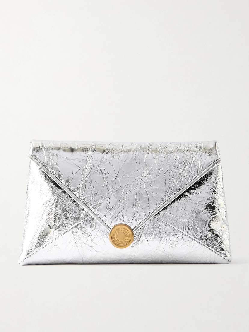 Dries Van Noten Metallic Crinkled-leather Clutch