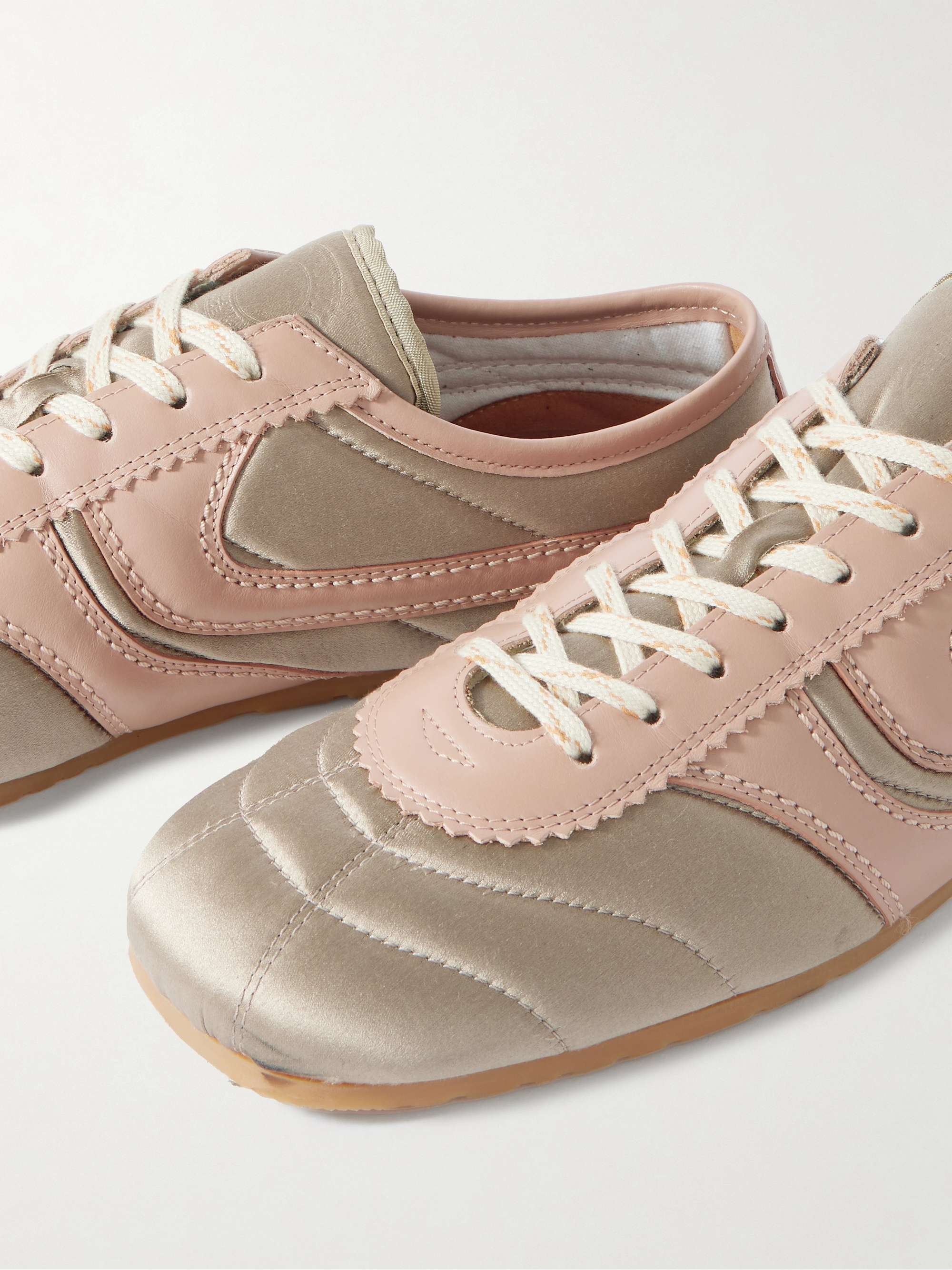 DRIES VAN NOTEN Leather-trimmed paneled satin sneakers | NET-A-PORTER