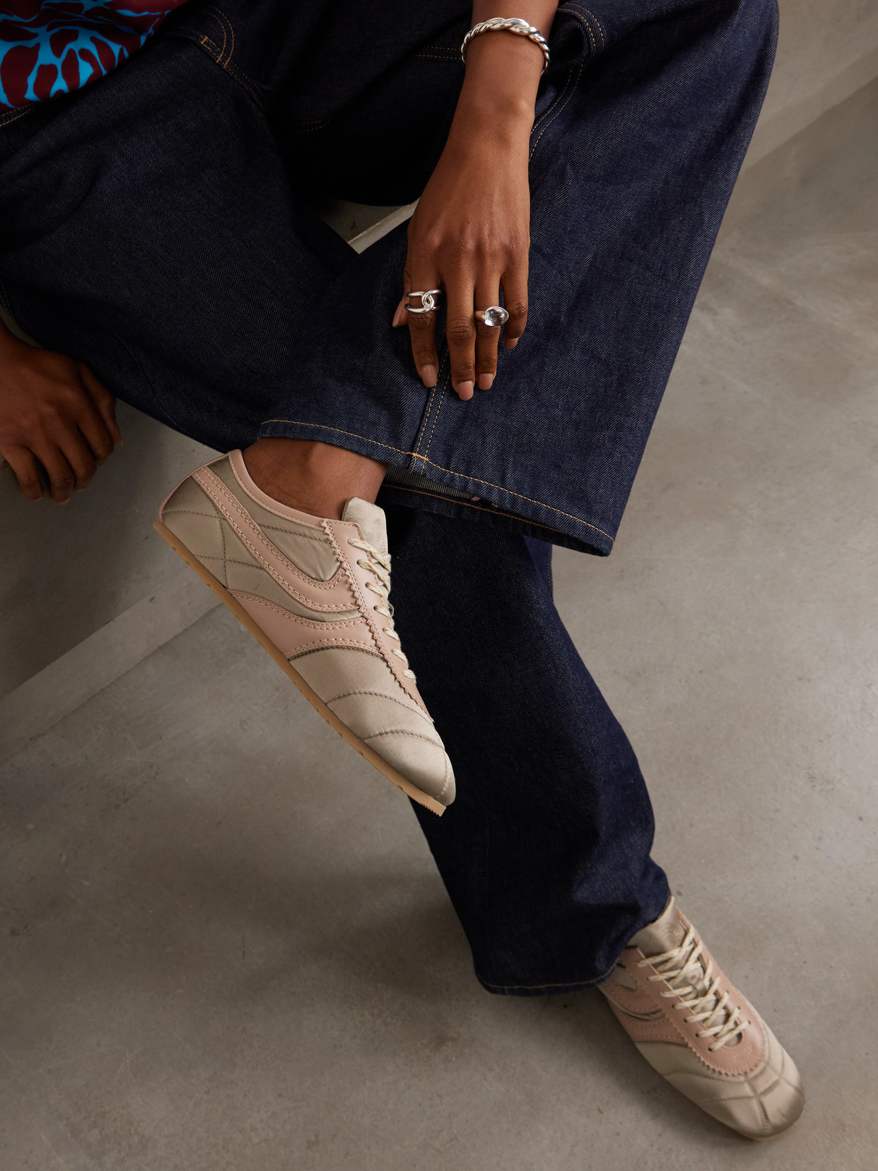 Leather-Trimmed Paneled Sneakers