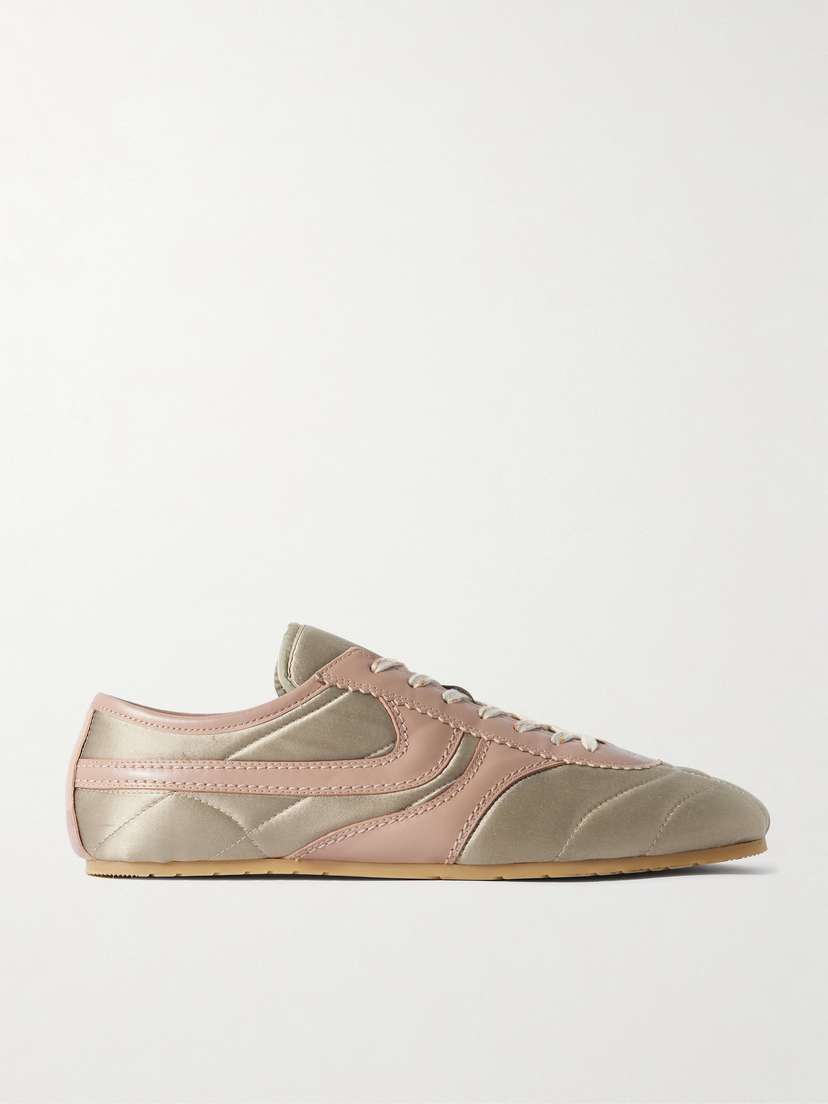 Dries Van Noten Leather-trimmed Paneled Satin Sneakers