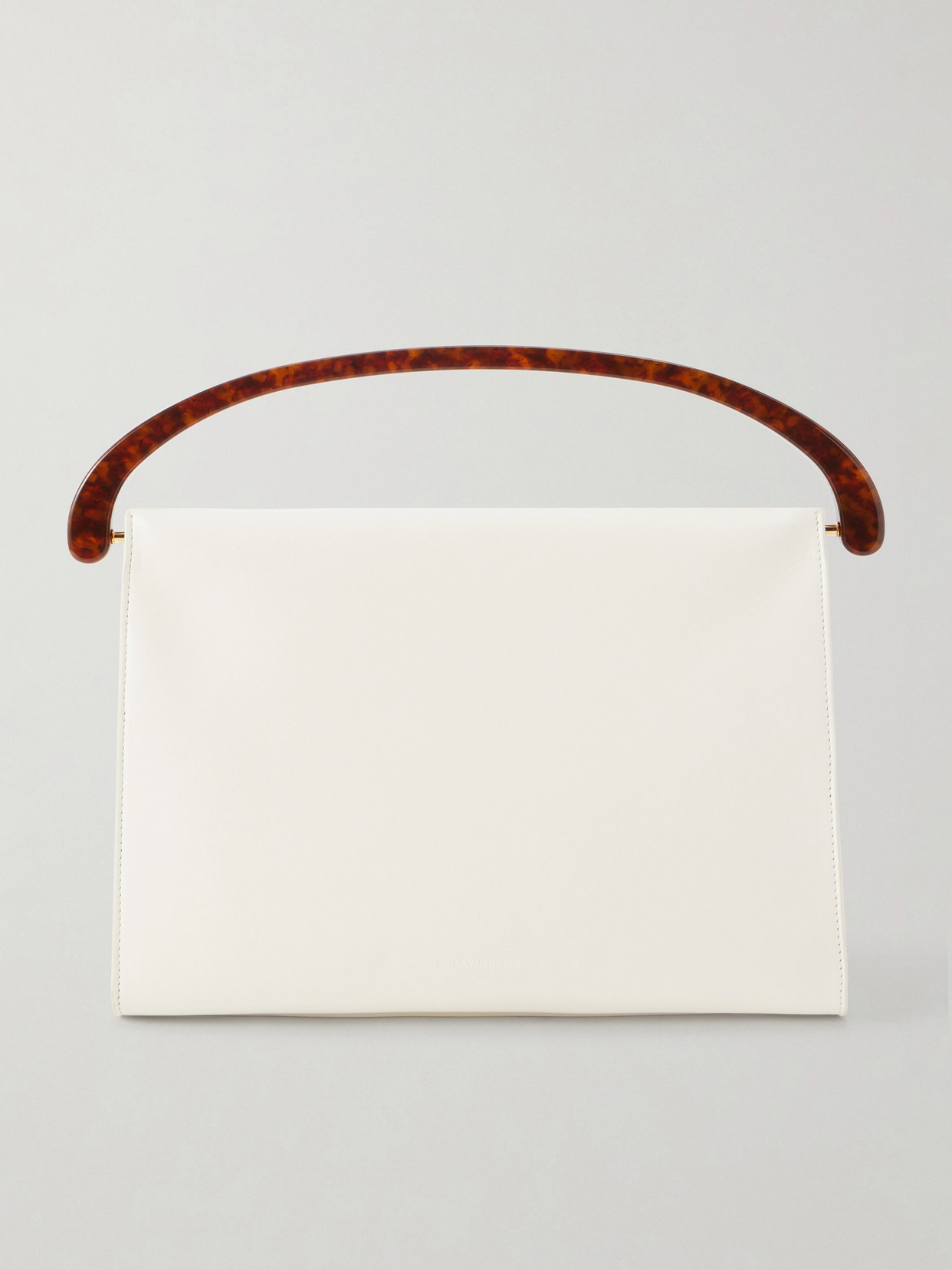 Dries Van Noten Leather Shoulder Bag In White
