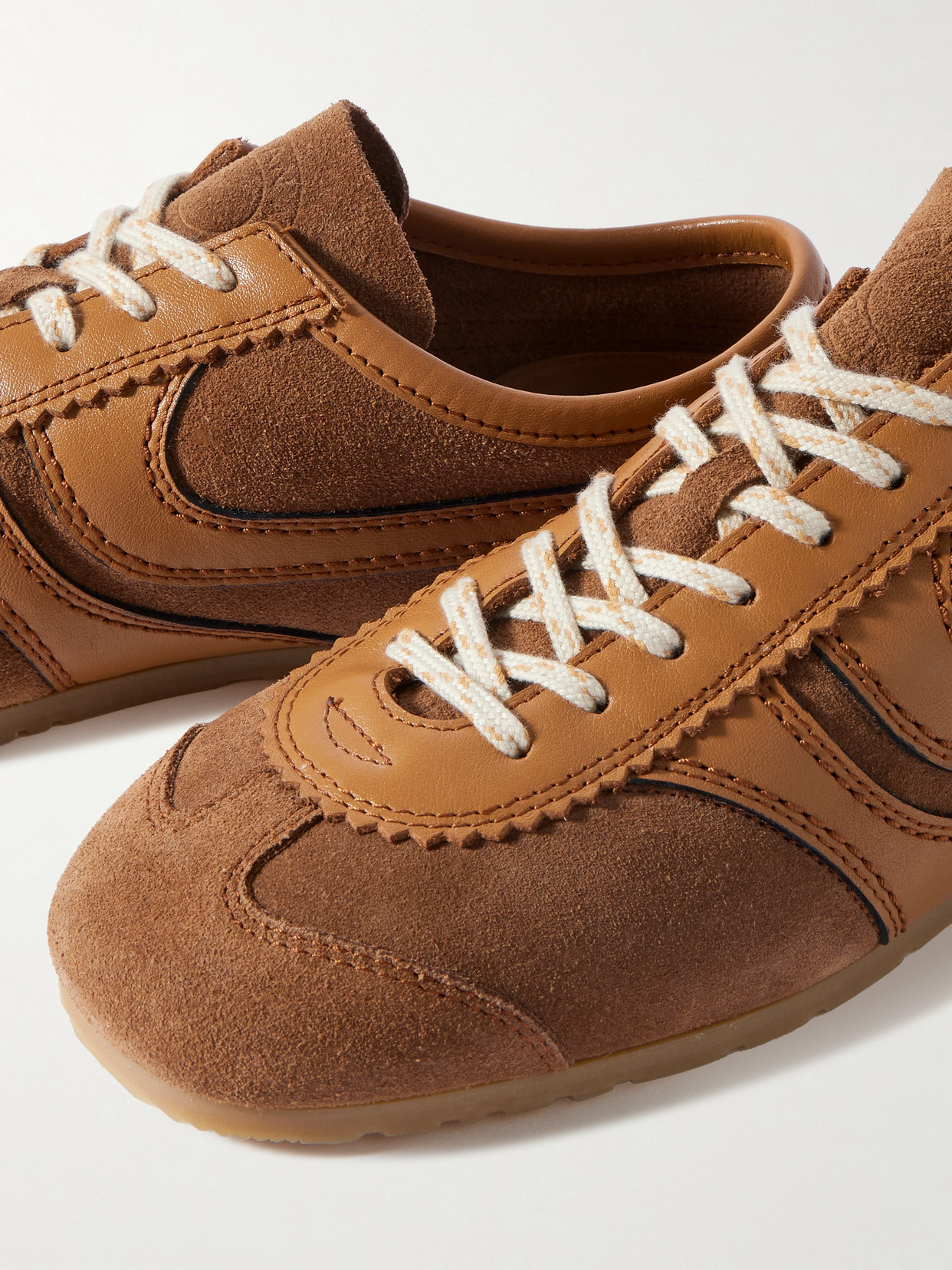 Dries Van Noten Women Beige Low-top Sneakers With Two-tone Lace-up In Suede Woman In Brown