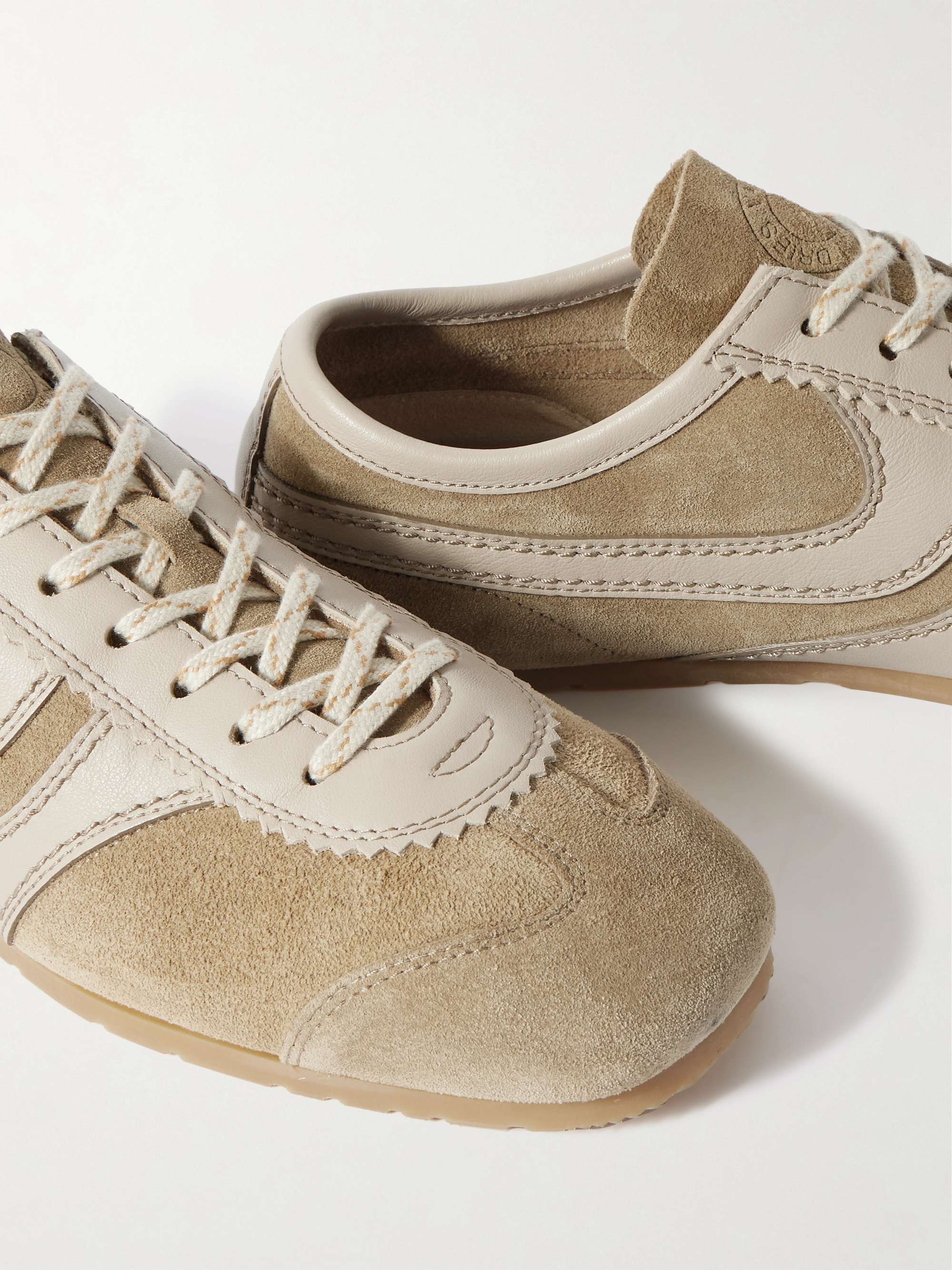 DRIES VAN NOTEN Leather-trimmed suede sneakers | NET-A-PORTER