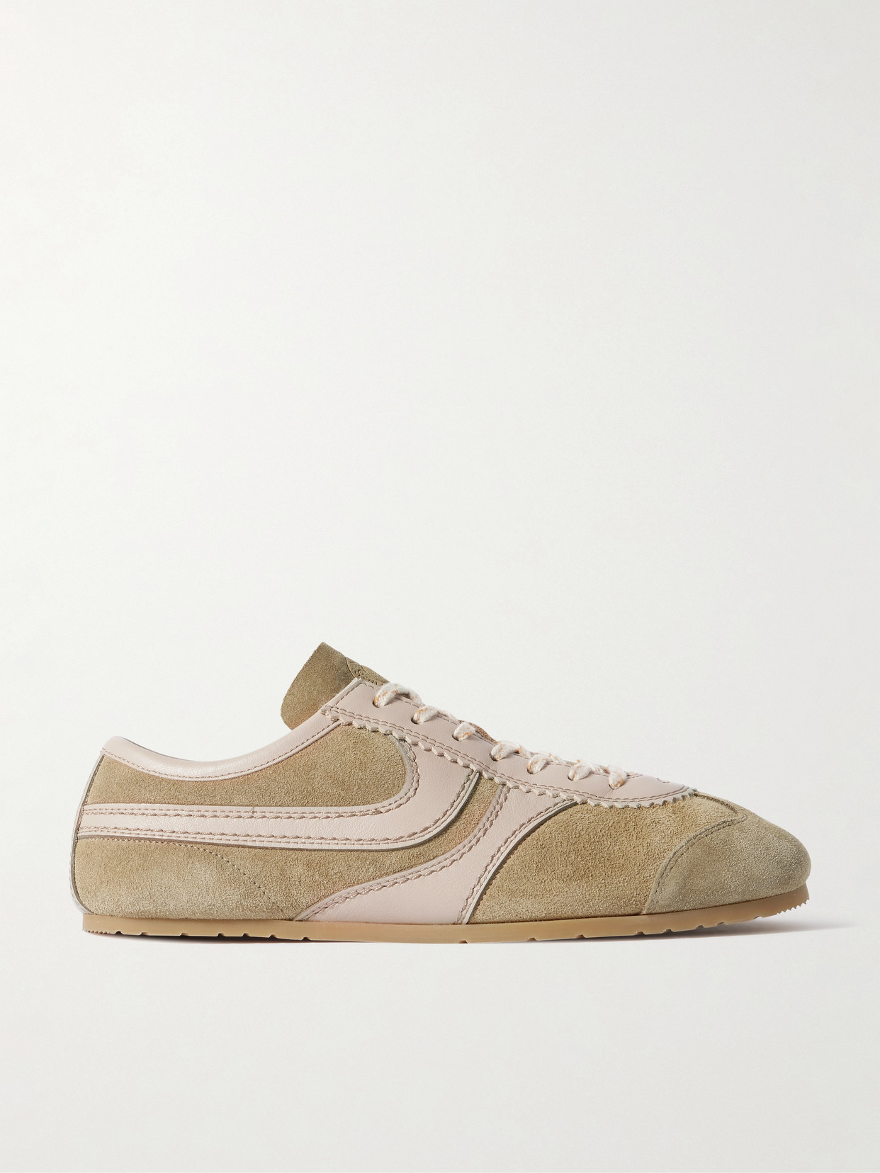 Dries Van Noten Women Beige Low-top Sneakers With Two-tone Lace-up In Suede Woman In White