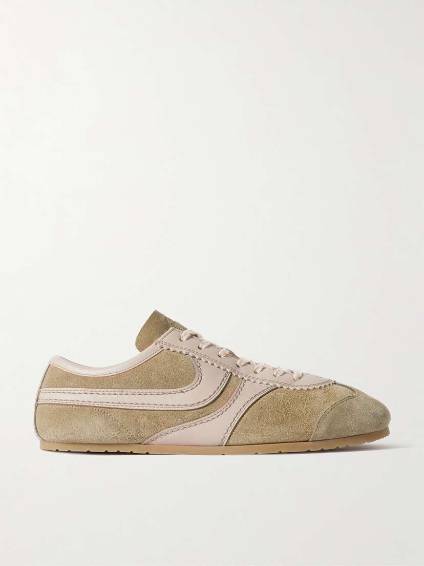 Dries Van Noten Leather-trimmed Suede Sneakers