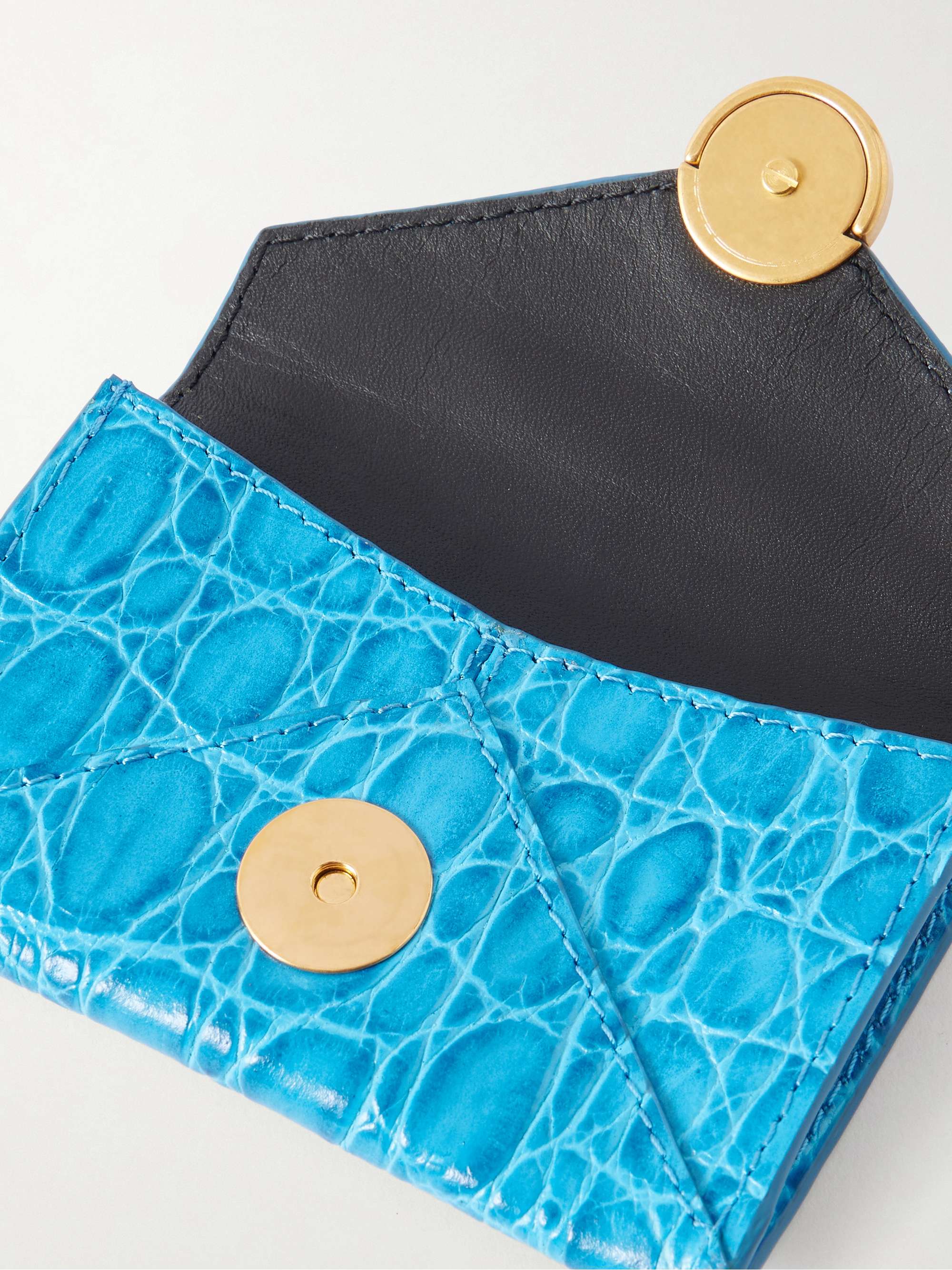 DRIES VAN NOTEN Textured metallic croc-effect leather wallet | NET