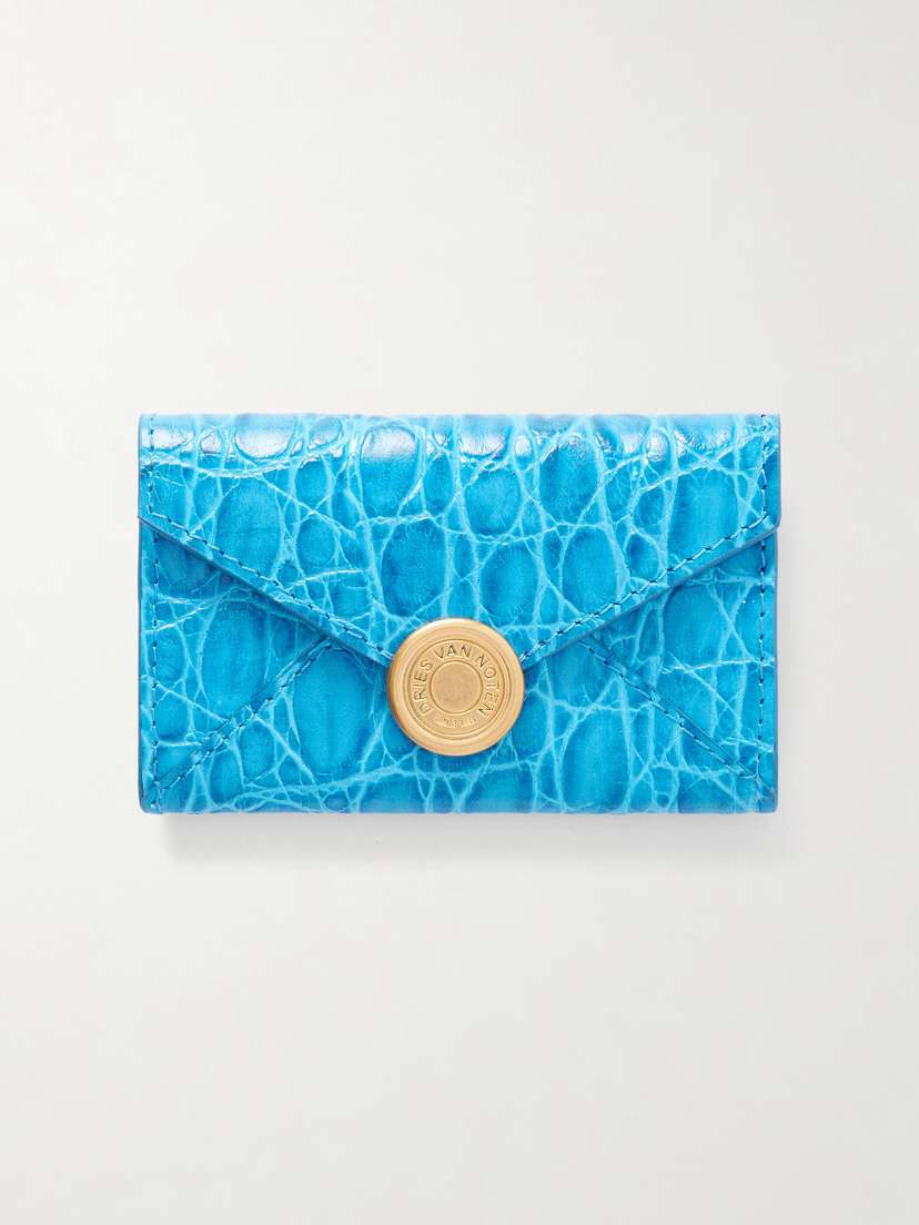 Dries Van Noten Textured Metallic Croc-effect Leather Wallet