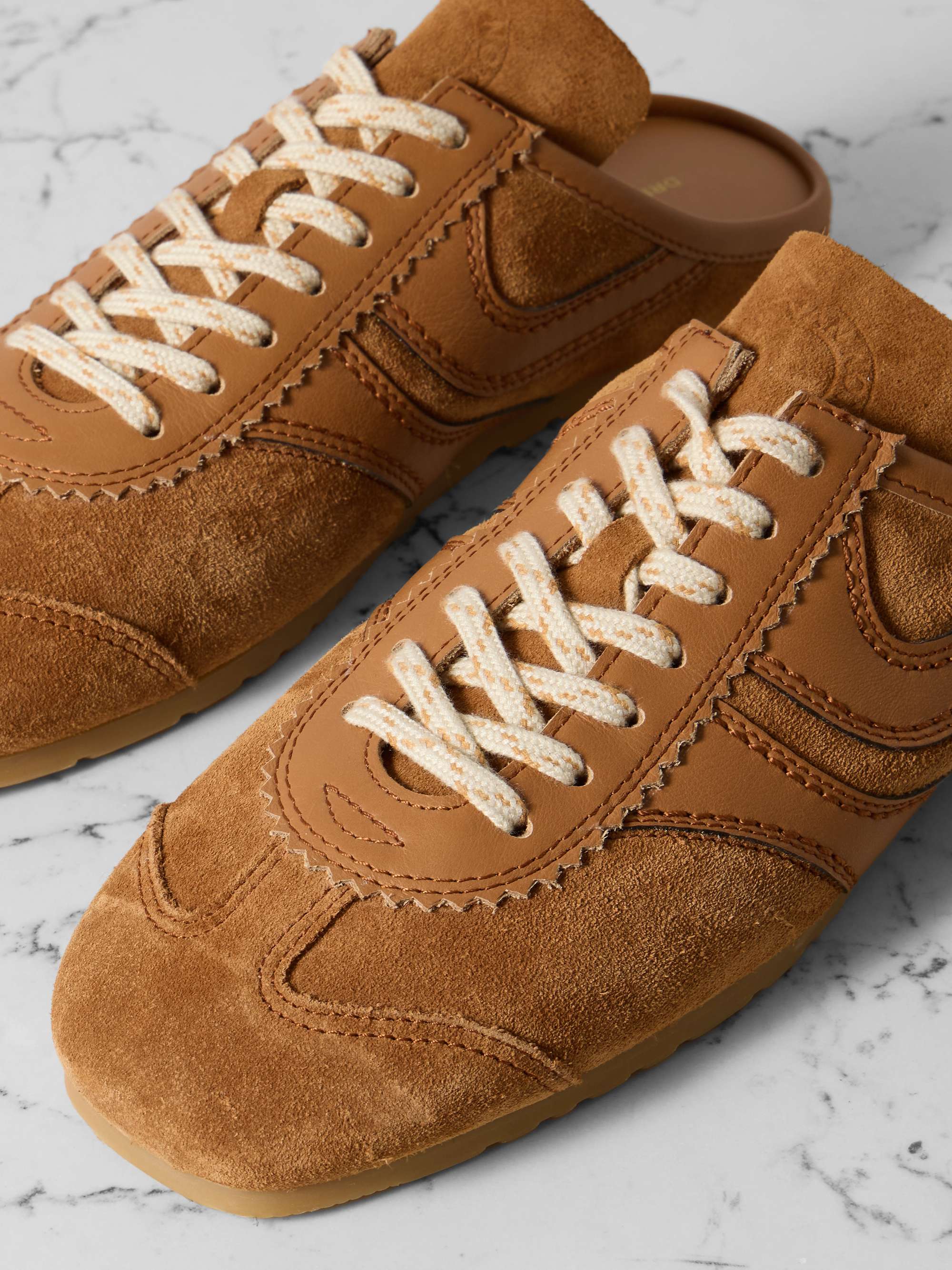 DRIES VAN NOTEN Brown Suede SLIP-ON 17013 43.5 EU 10.5 US Made In Italy DRIES VAN NOTEN Leather-trimmed suede slip-on sneakers | NET  main image 2