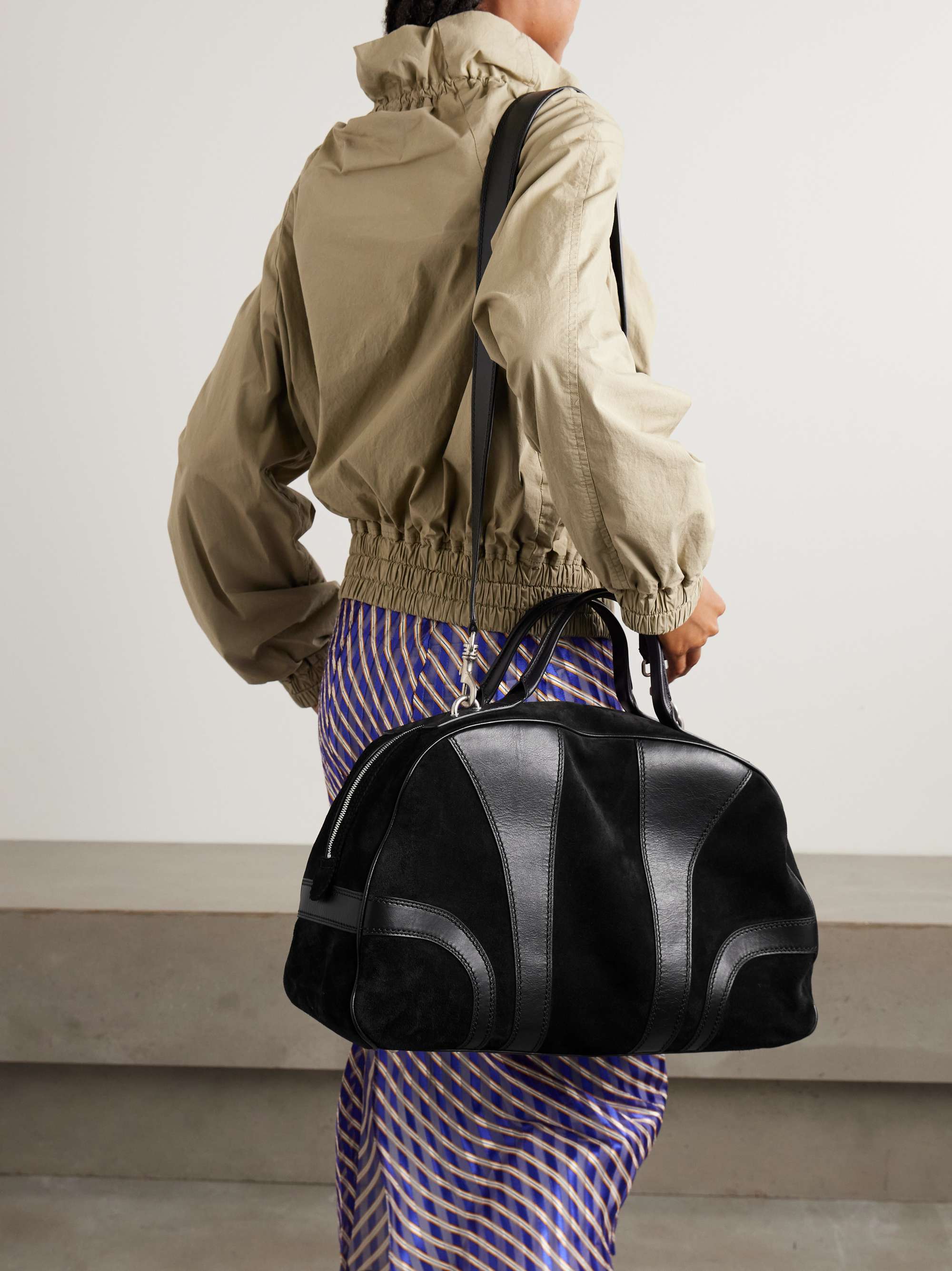 DRIES VAN NOTEN Leather-trimmed suede duffle bag | NET-A-PORTER