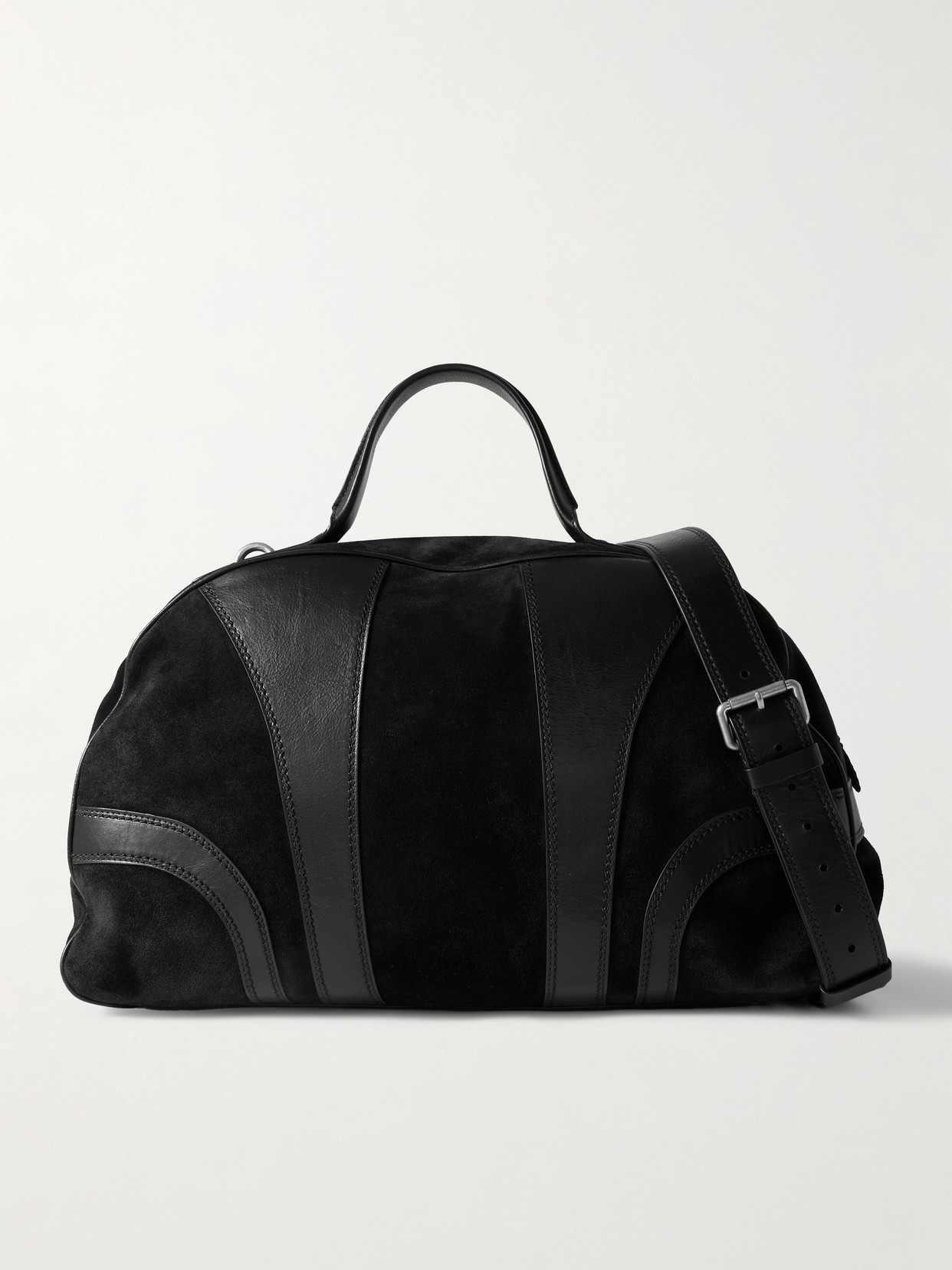 Dries Van Noten Leather-trimmed Suede Duffle Bag In Black