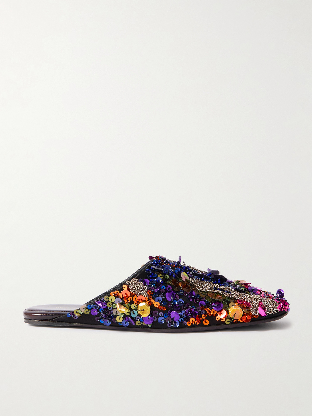 Dries Van Noten Embellished Satin-crepe Mules In Multi