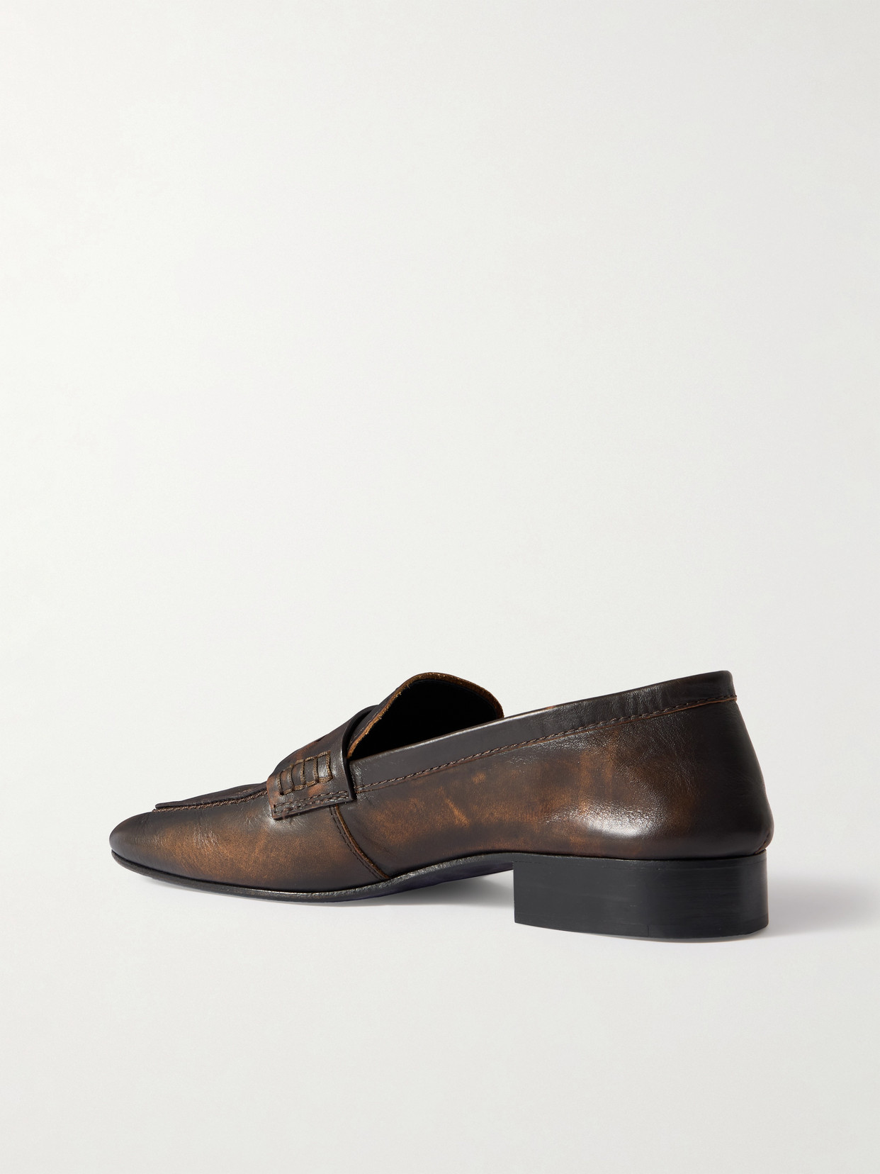 Glossed-Leather Penny Loafers
