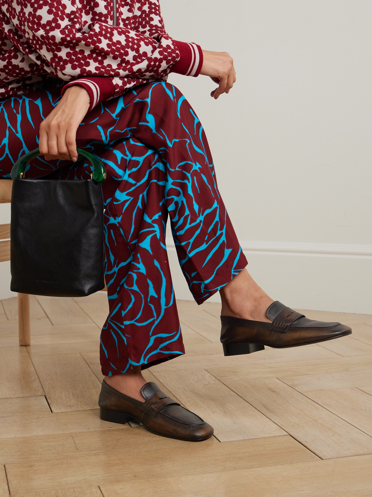 Glossed-Leather Penny Loafers