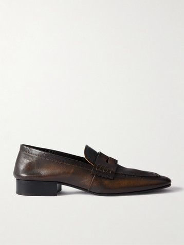 Dries Van Noten Glossed-leather penny loafers