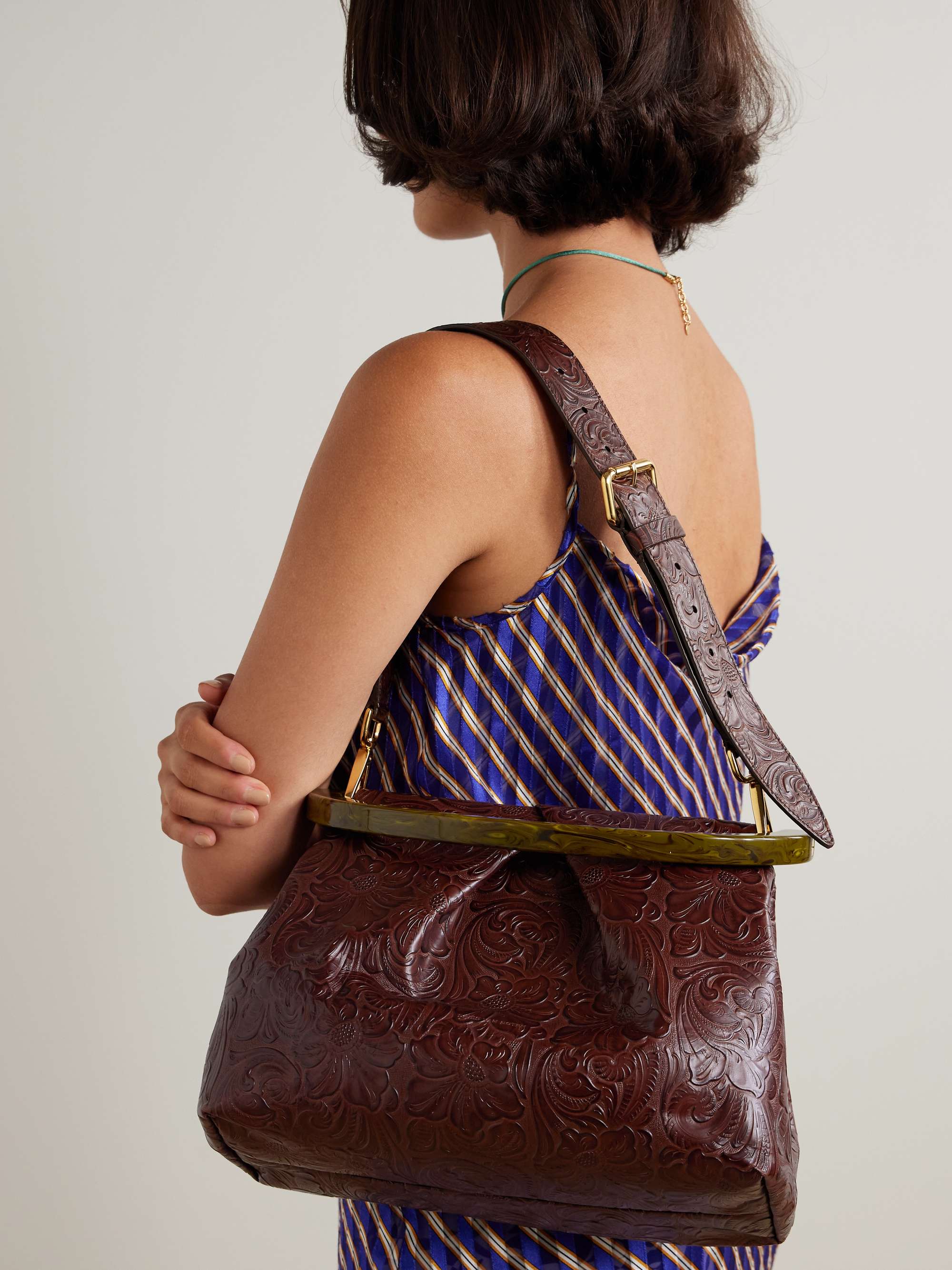 DRIES VAN NOTEN Embossed leather shoulder bag | NET-A-PORTER
