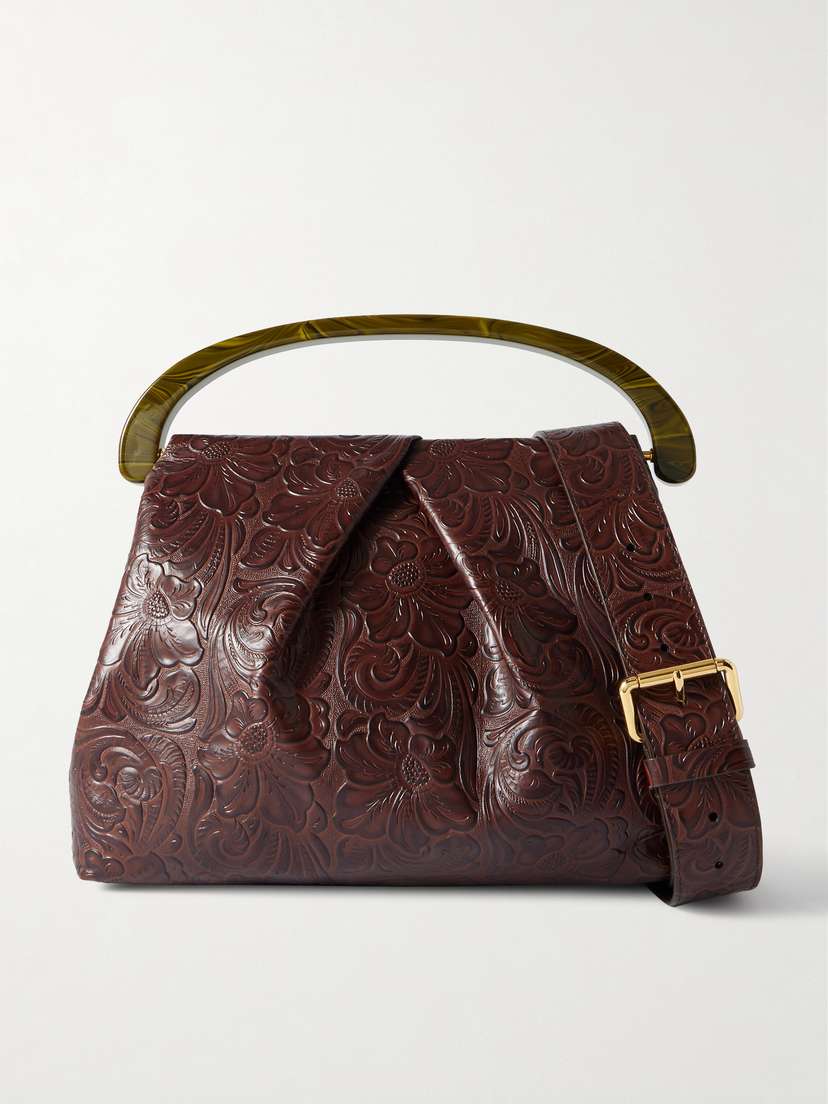 Dries Van Noten Embossed Leather Shoulder Bag
