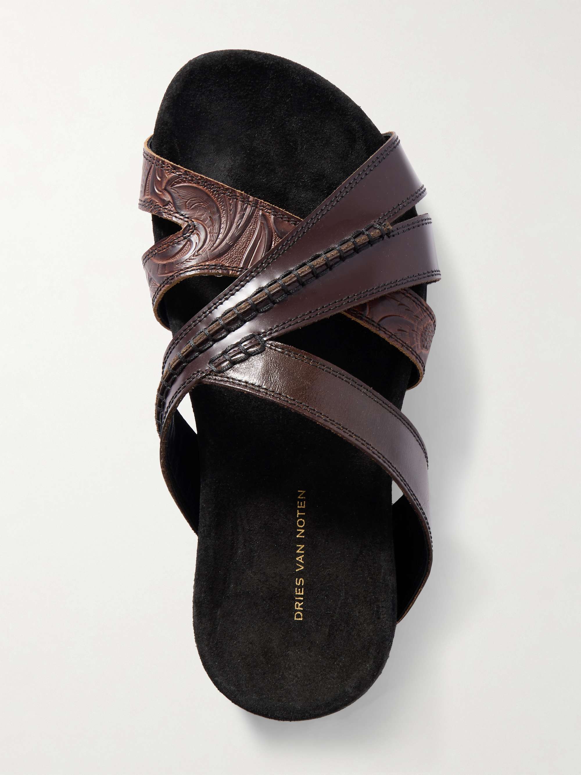 DRIES VAN NOTEN Embossed leather sandals | NET-A-PORTER