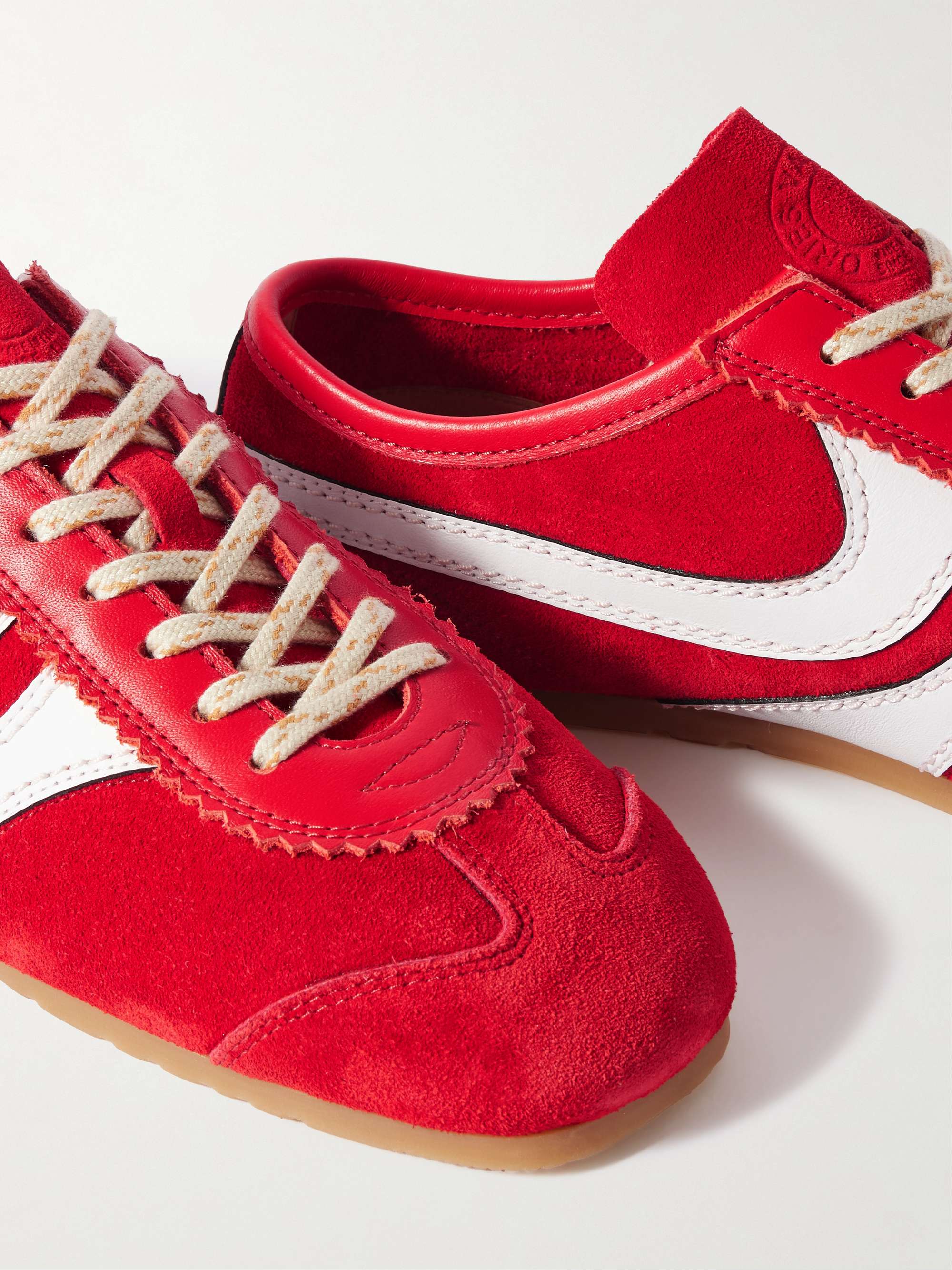 DRIES VAN NOTEN Leather-trimmed suede sneakers | NET-A-PORTER